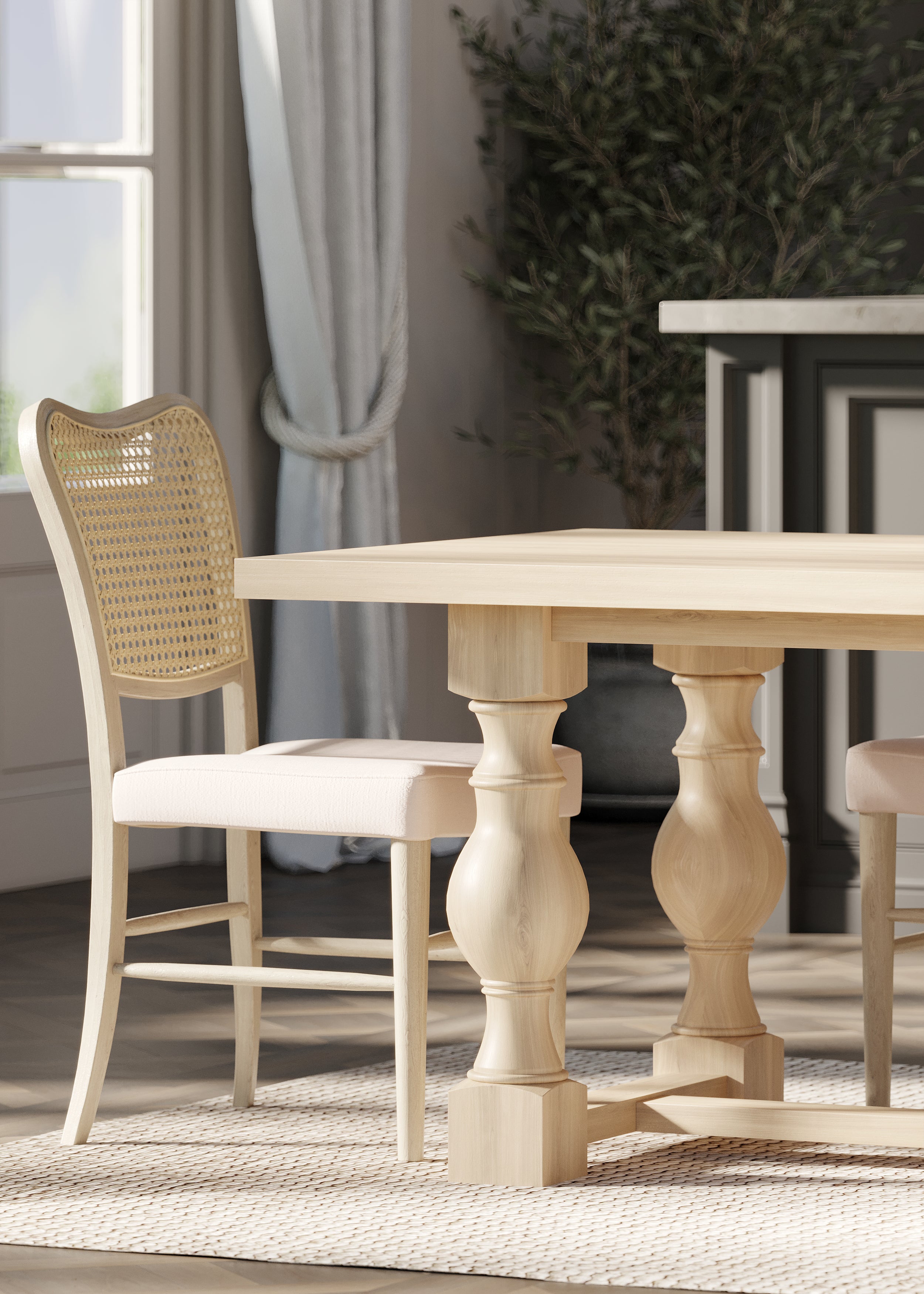 Vera Dining Chair in Cream Finish and Weave Fabric, Set of 2 in Dining Chair by Maven Lane