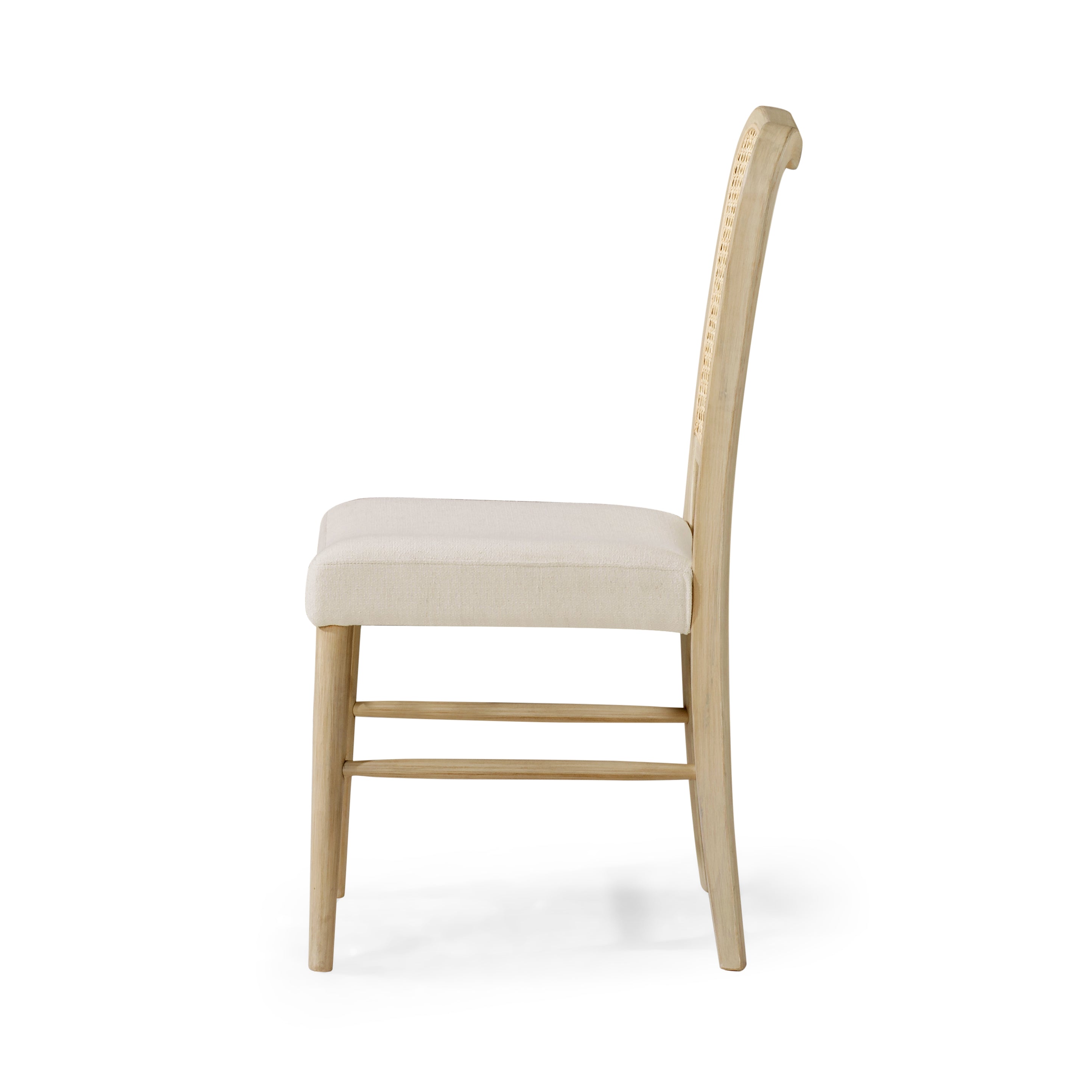 Vera Dining Chair in Aged White with Cream Weave Fabric, Set of 2 in Dining Chair by Maven Lane