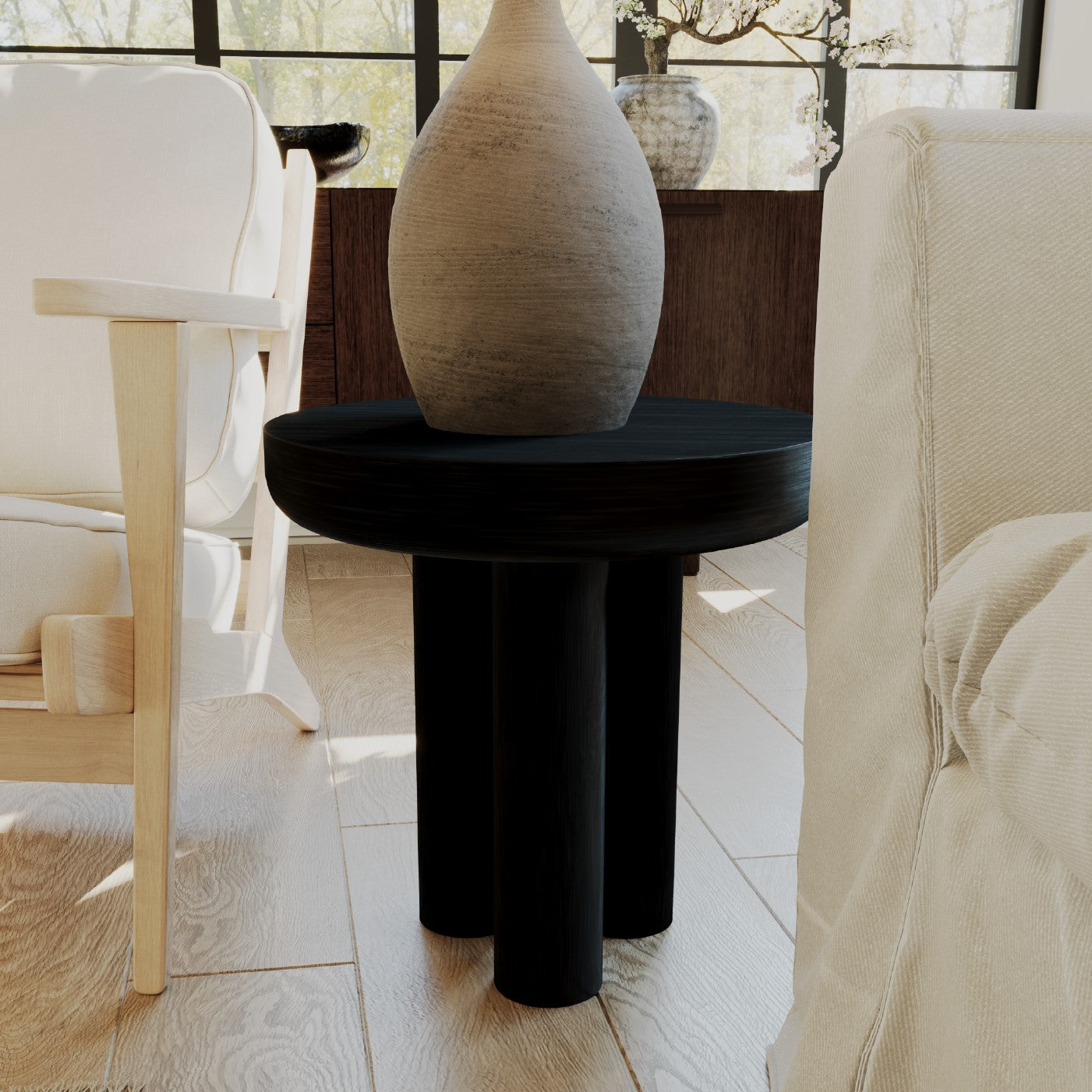 Owen Rustic Wooden Side Table in Black Finish in Side Table by Maven Lane