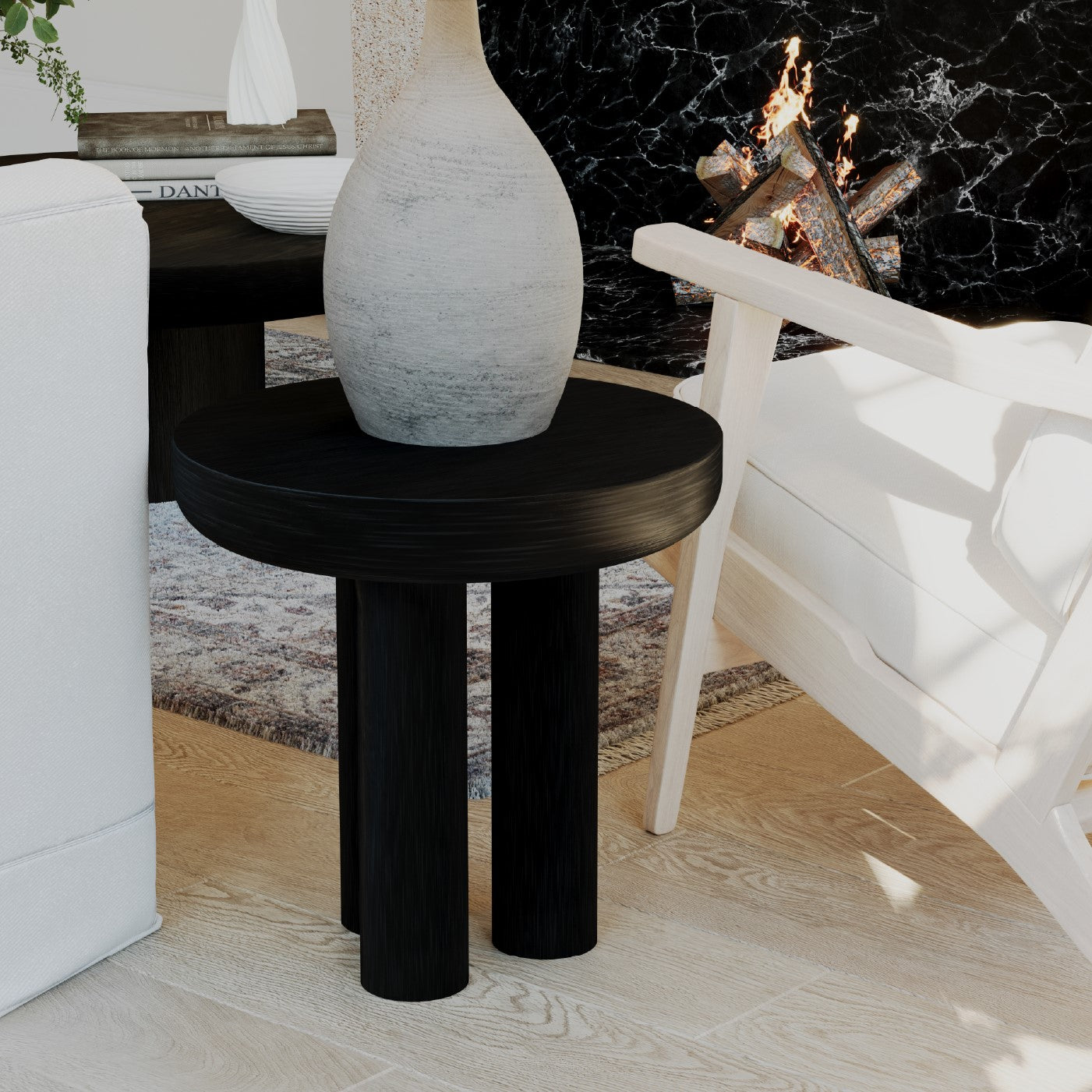Owen Rustic Wooden Side Table in Black Finish in Side Table by Maven Lane