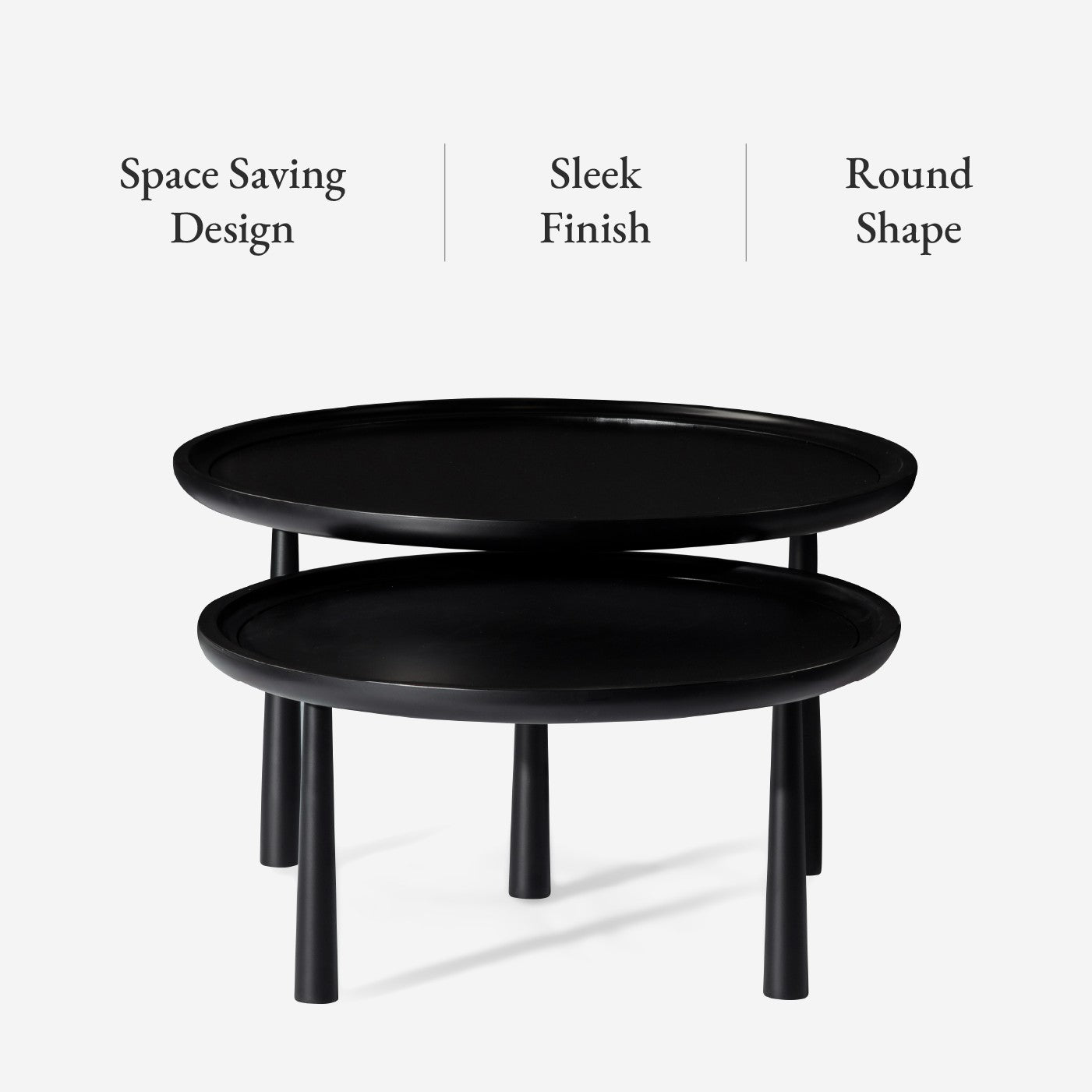 Sonia Rustic Wooden Nesting Coffee Tables in Black Finish in Nesting Tables by Maven Lane