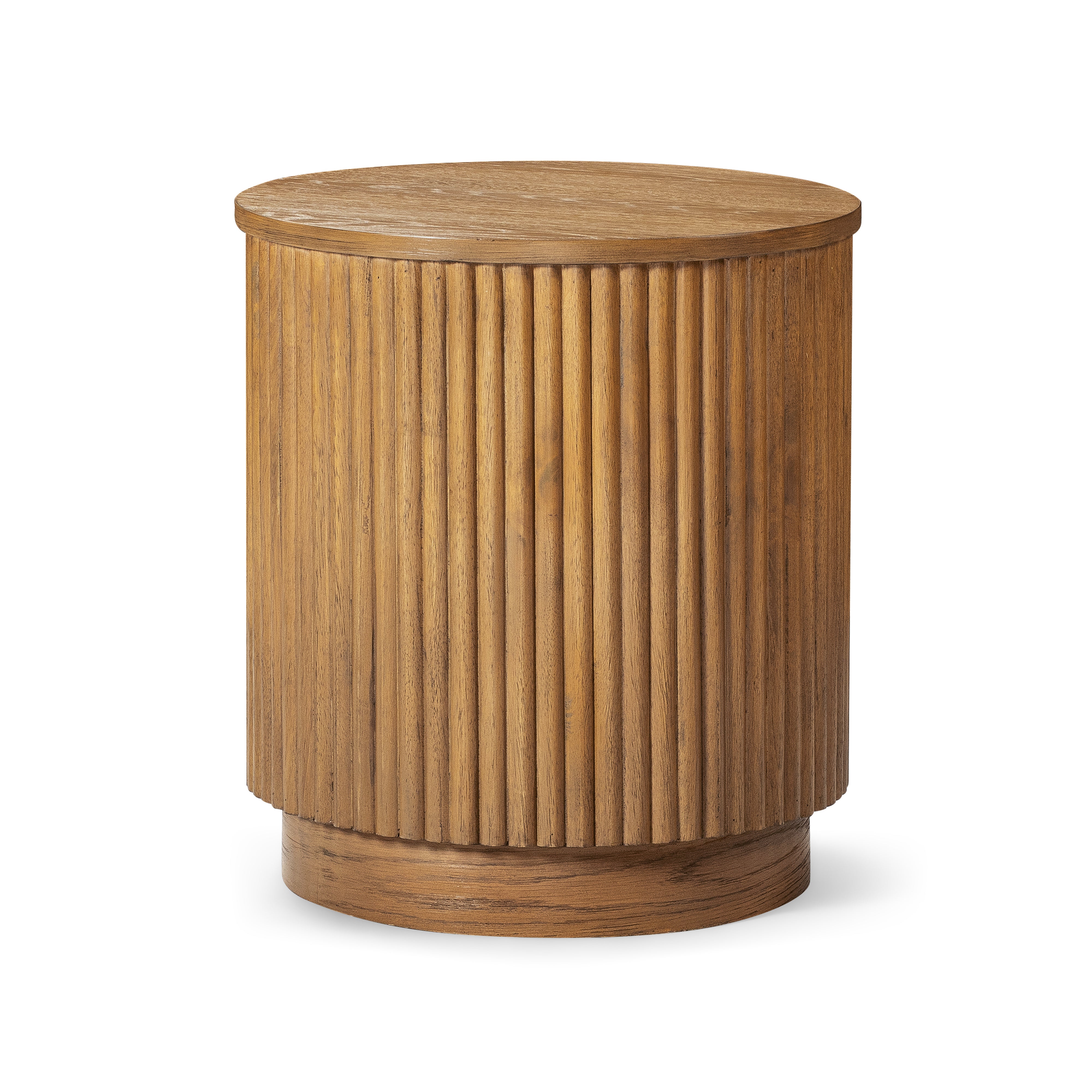Dallas Round Side Table in Aged Natural Finish in Side Table by Maven Lane