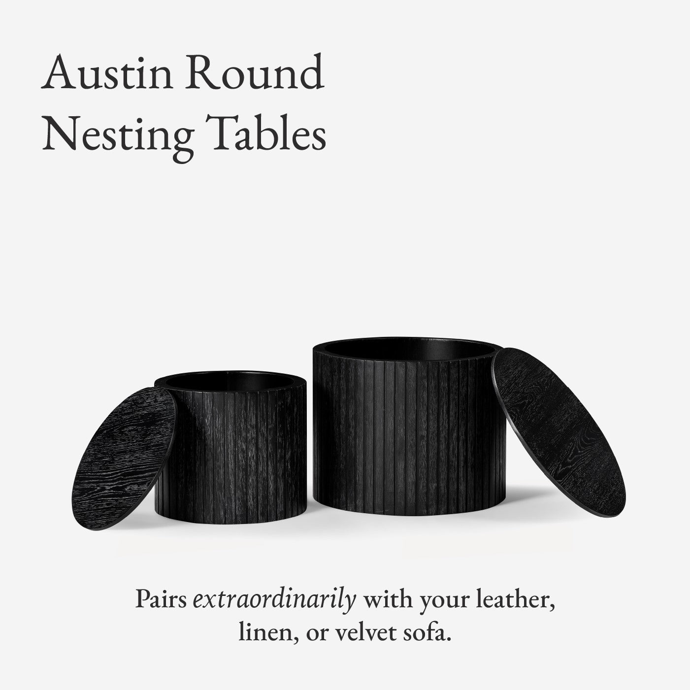 Austin Wooden Coffee Table Set with Storage in Black Finish in Nesting Tables by Maven Lane