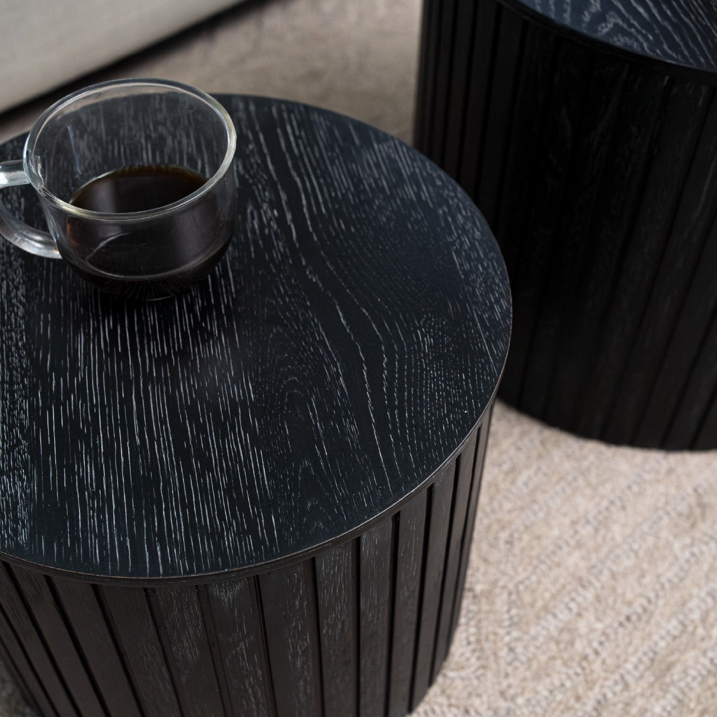 Austin Wooden Coffee Table Set with Storage in Black Finish in Nesting Tables by Maven Lane