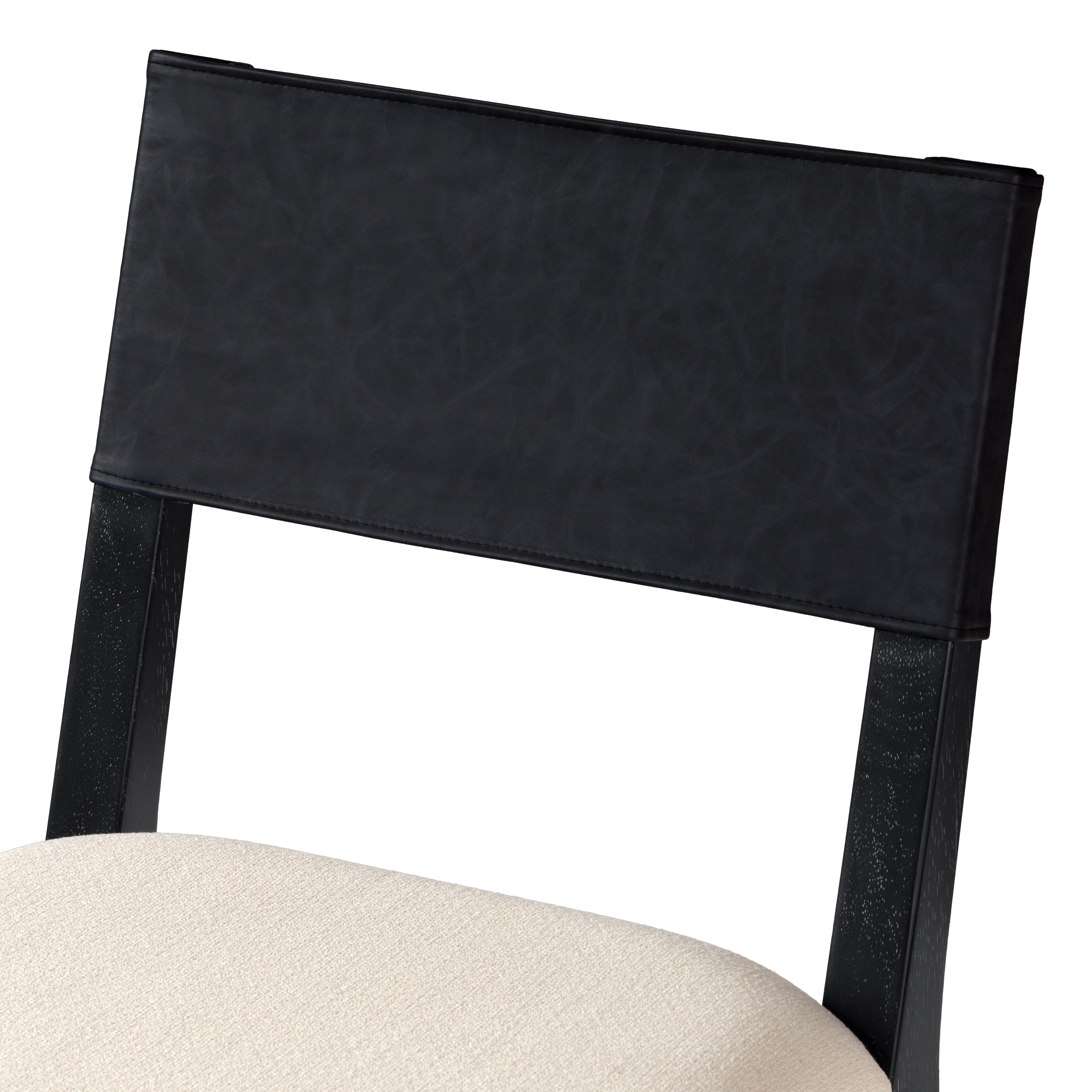 Radi Dining Chair in Black with Beige Fabric Upholstery and Dark Grey Faux Leather Back, Set of 2 in Maven Lane by Maven Lane