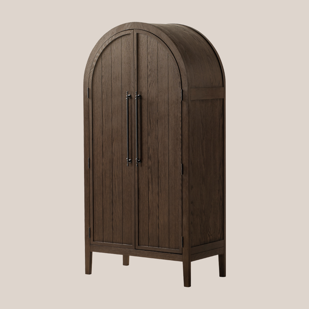 A Maven Lane storage cabinet with a brown finish.