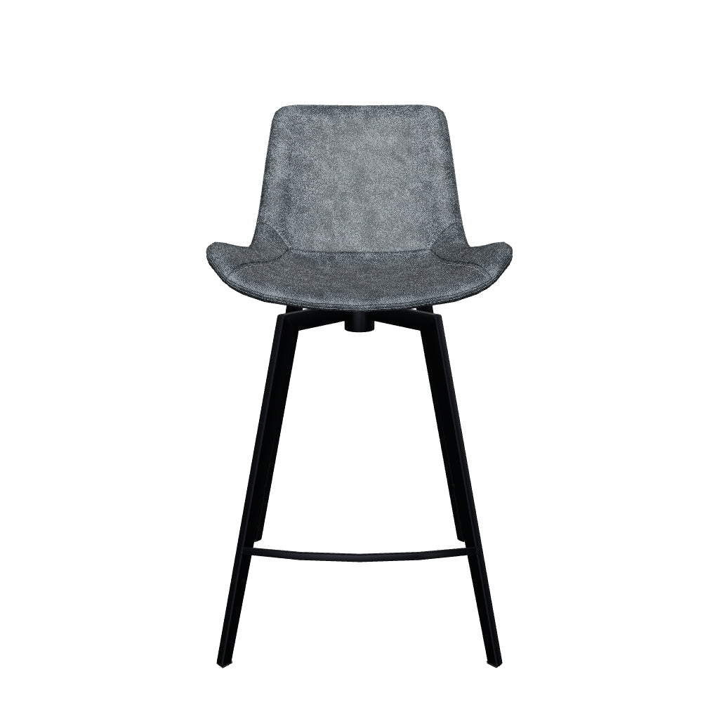 26" Victor Counter Stool in Matte Black Frame with Charcoal Vegan Leather in Stools by Maven Lane