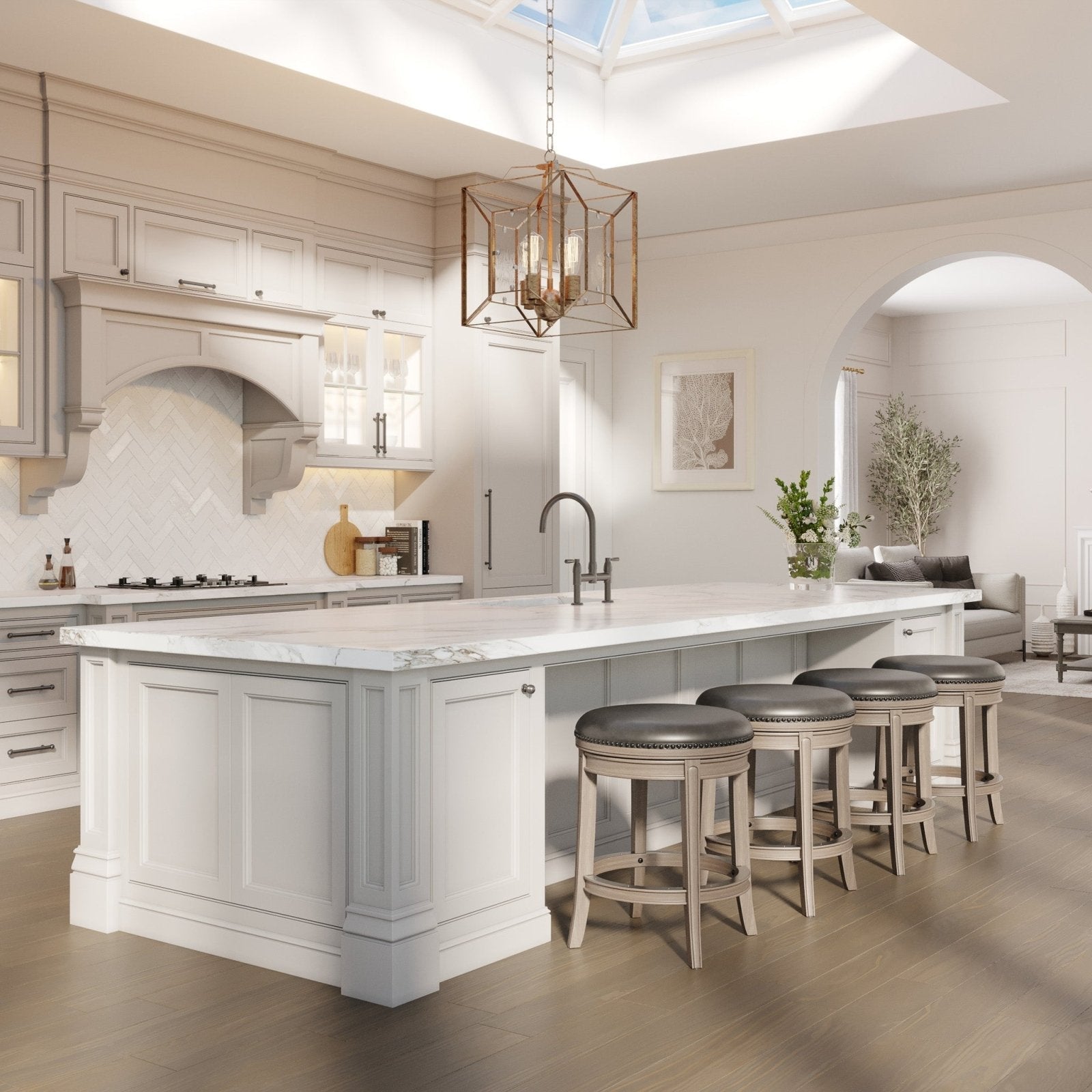 26" Alexander Backless Counter Stool in Grey Finish with Grey Faux Leather Upholstery in Stools by Maven Lane