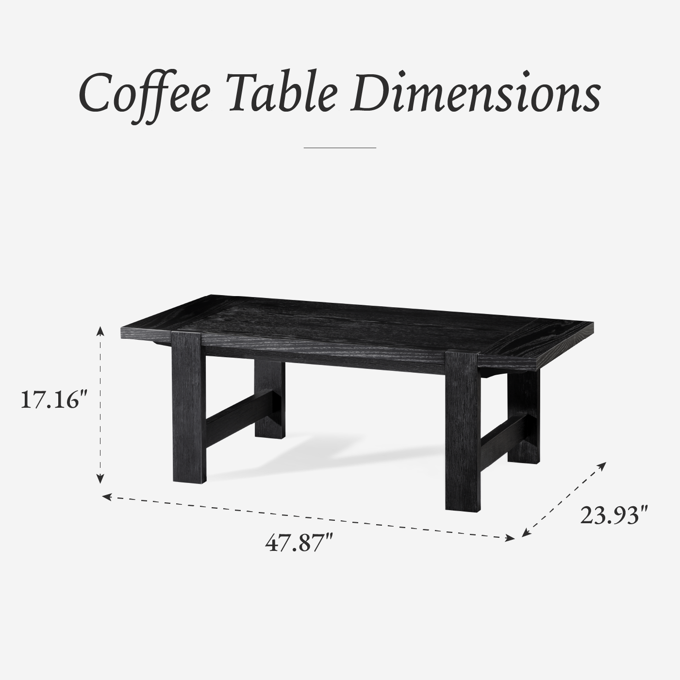 Angelo Rustic Rectangular Wooden Coffee Table In Aged Black in Maven Lane by Maven Lane
