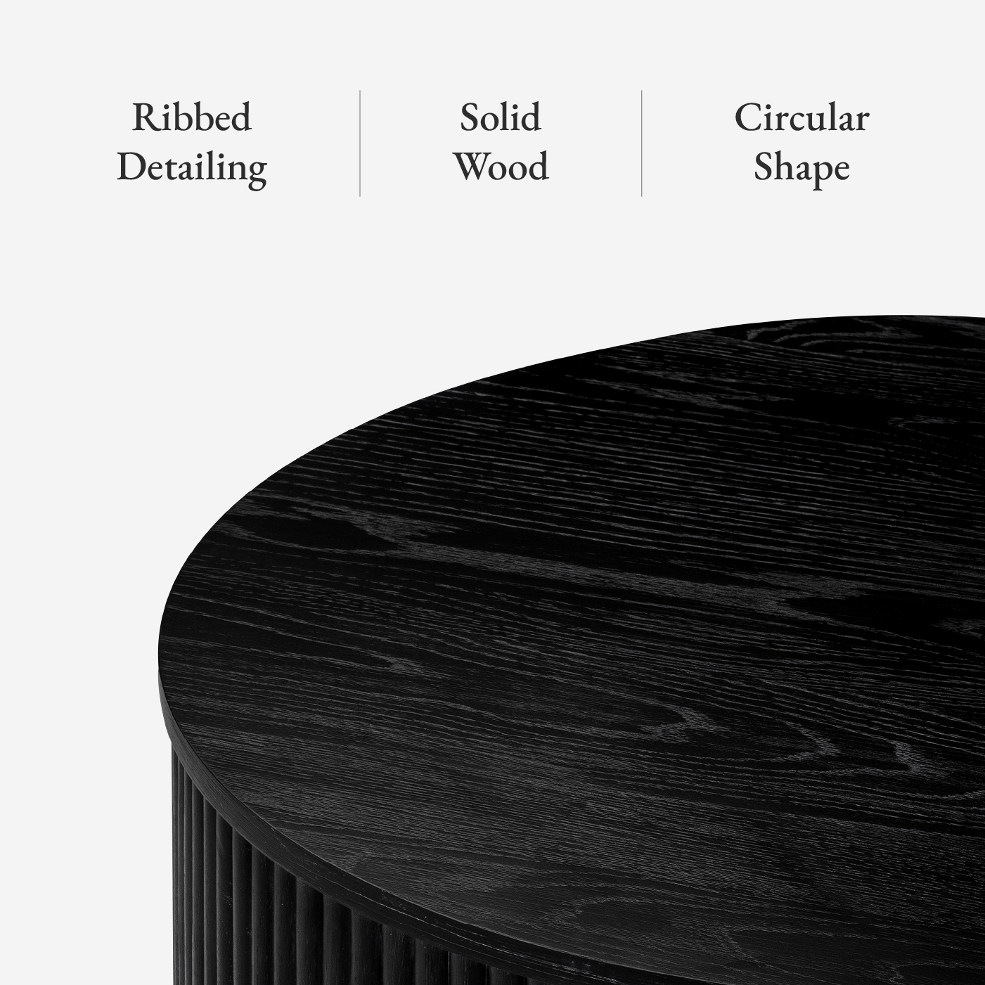 Dallas Round Wooden Coffee Table in Aged Black in Coffee Table by Maven Lane