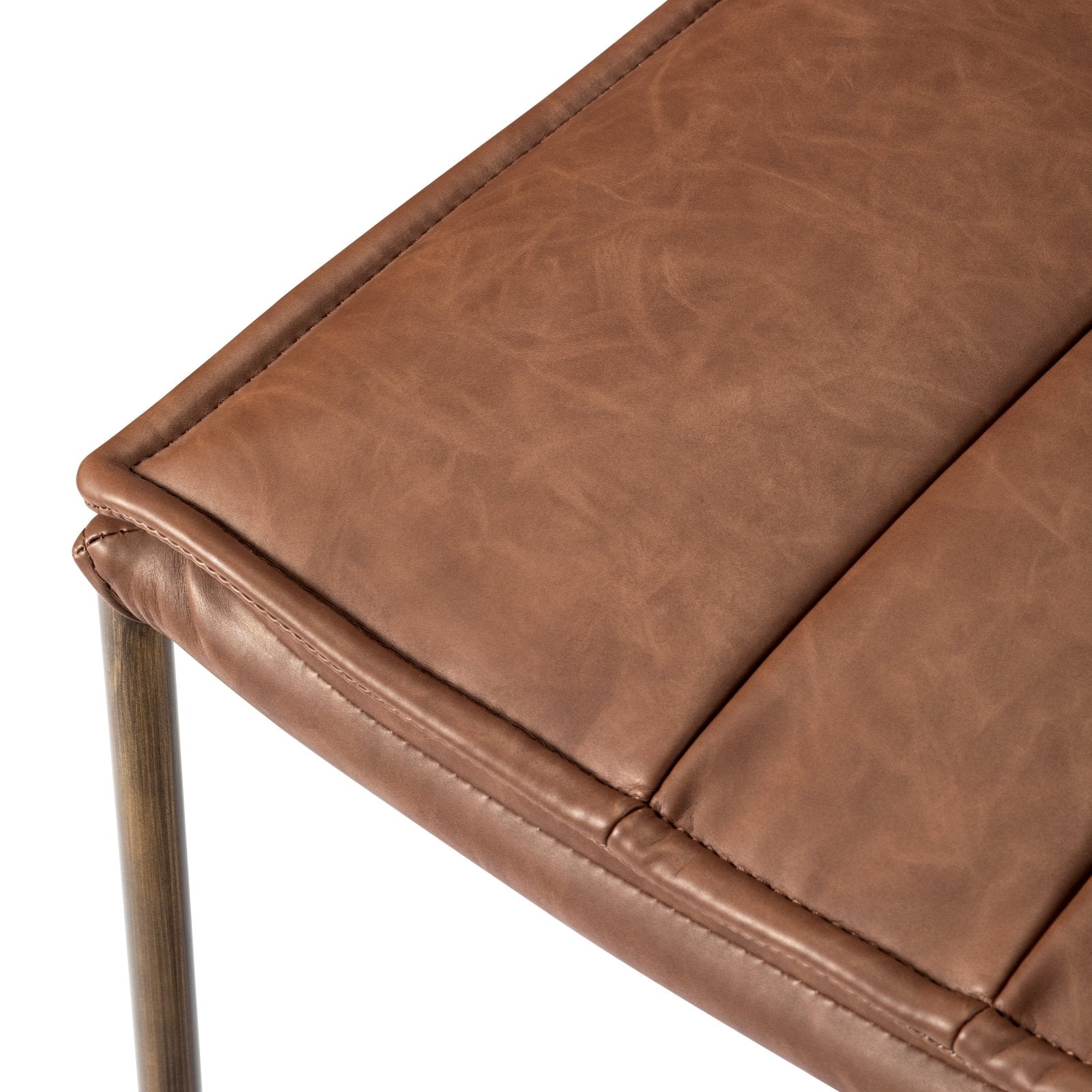 25" Gerard Counter Stool in Antique Brass Finish with Cocoa Brown Vegan Leather in Stools by Maven Lane