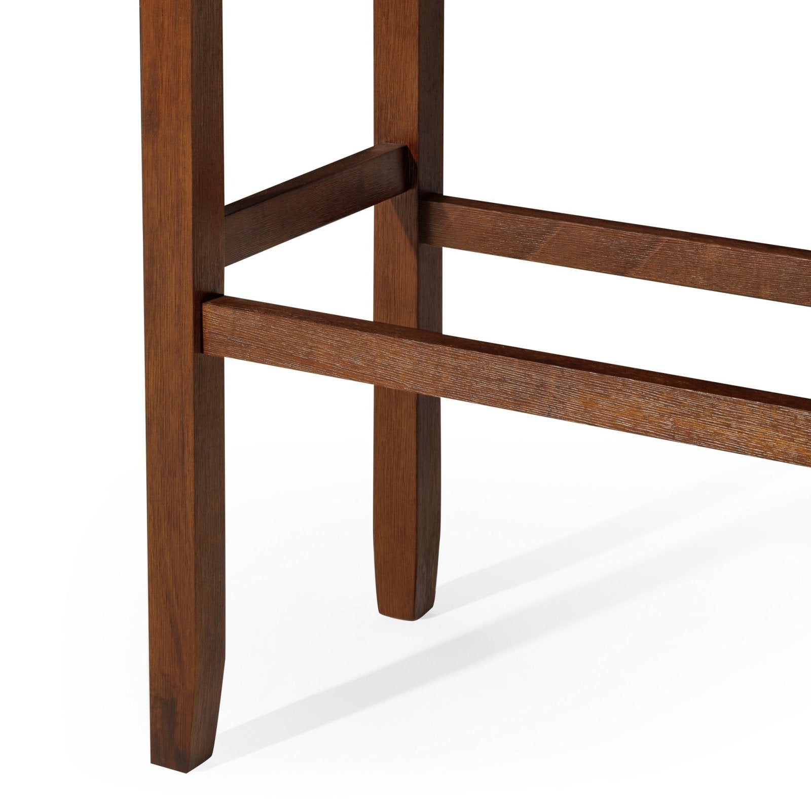 31" Harper bar stool in walnut wood finish with distressed brown vegan leather, set of 2 in Stools by Maven Lane