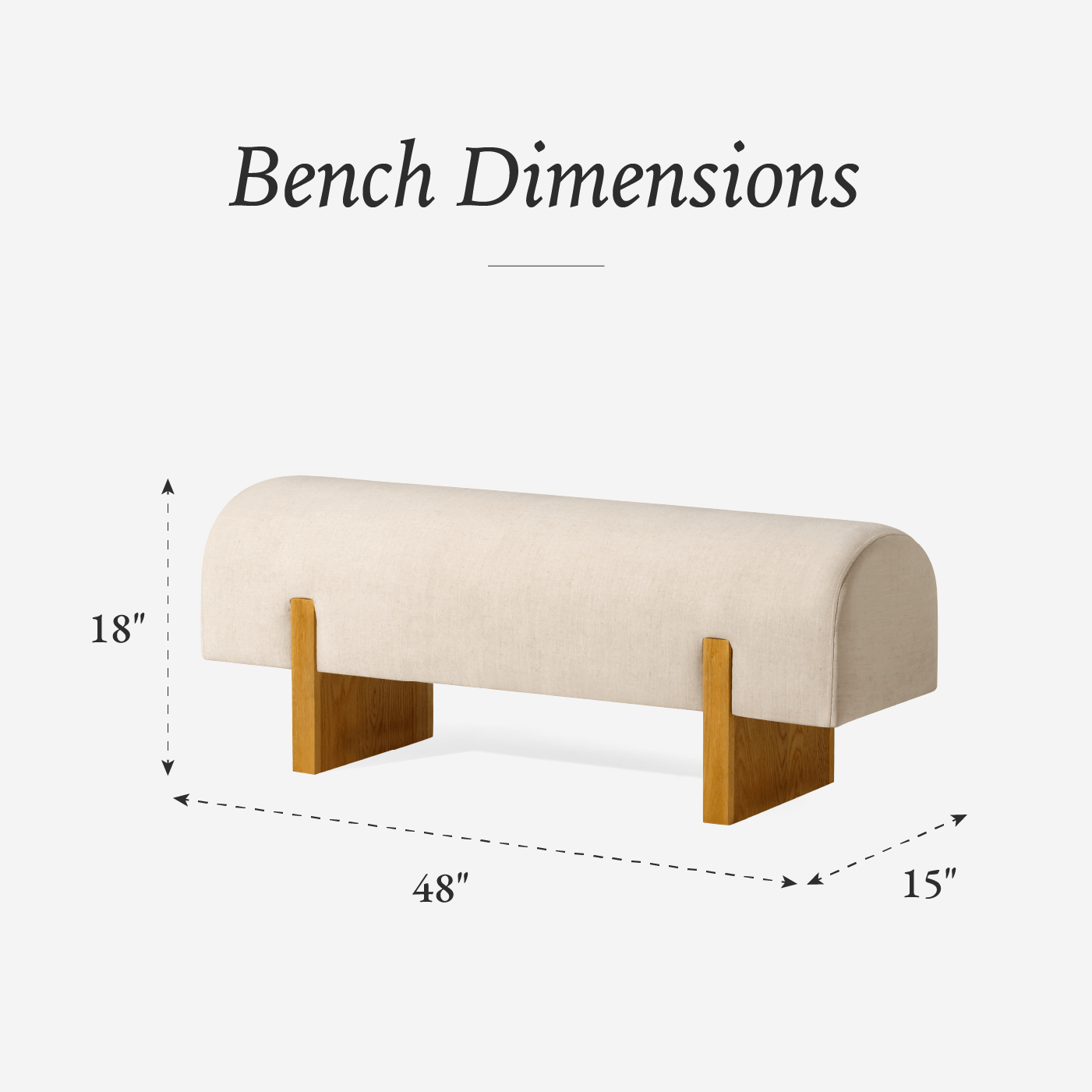 Juno Contemporary Upholstered Wooden Bench in Refined Natural Finish in Bench by Maven Lane