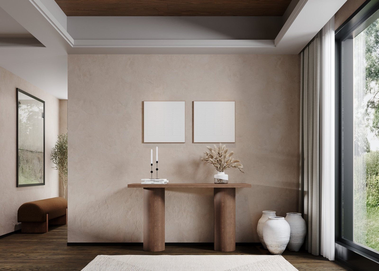 Lana Contemporary Wooden Console Table in Brown Finish in Accent Tables by Maven Lane