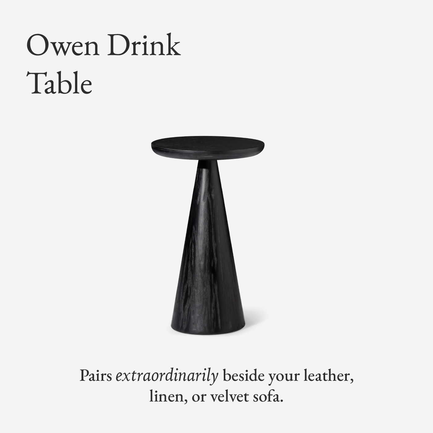 Owen Rustic Wooden Drink Table In Aged Black in Accent Tables by Maven Lane