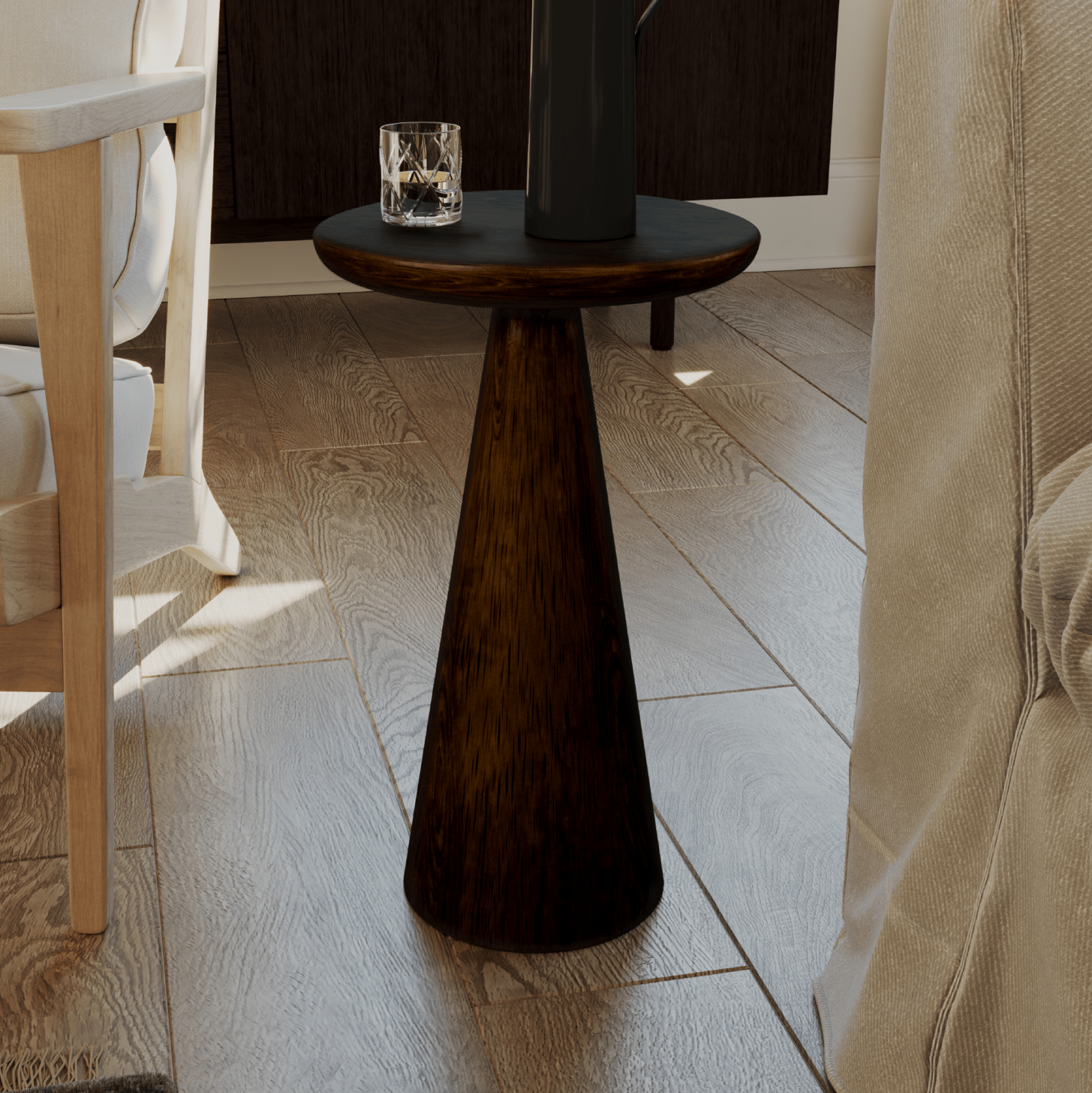 Owen Rustic Wooden Drink Table In Aged Brown in Maven Lane by Maven Lane