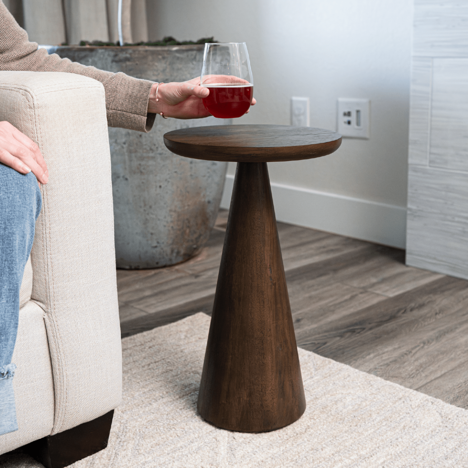 Owen Wooden Drink Table in Brown Finish in Accent Tables by Maven Lane