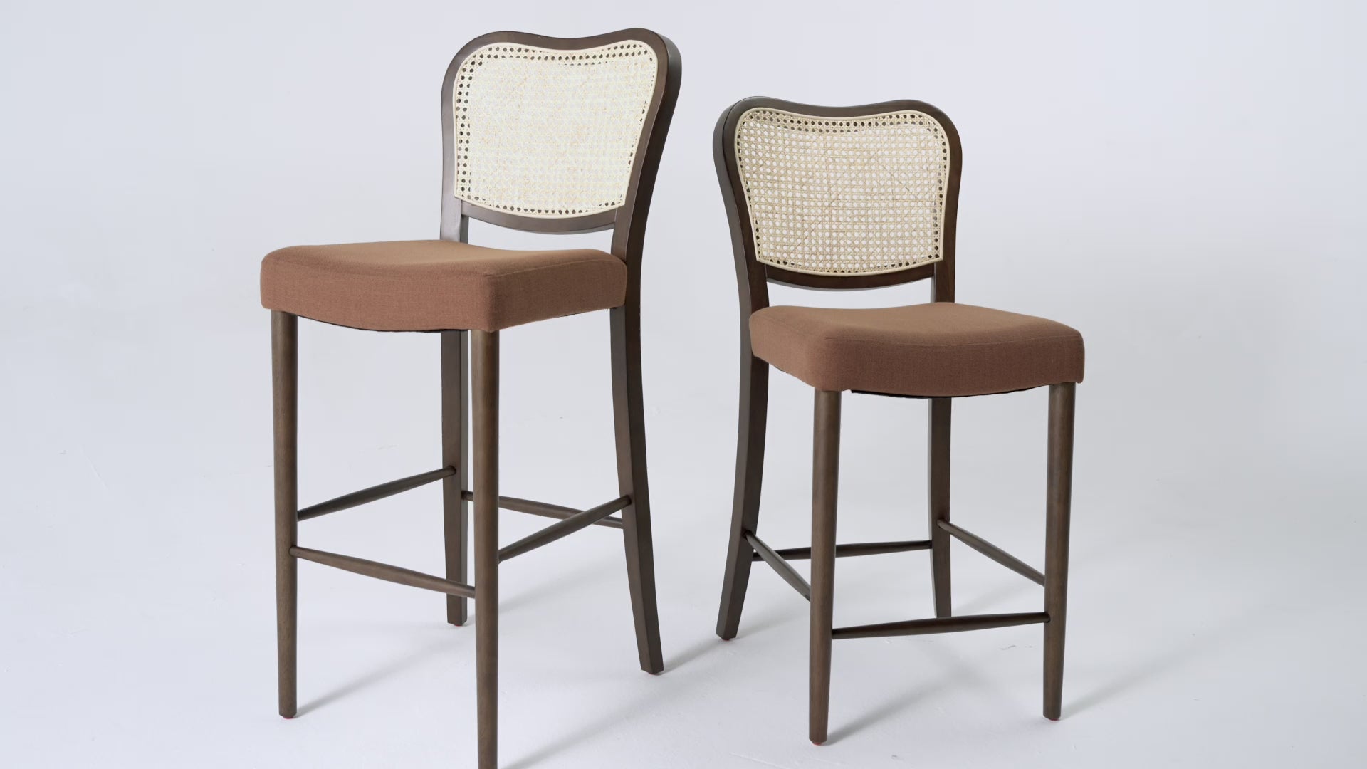 Vera Bar Stool In Aged Brown With Clay Brown Upholstery in Stools by Maven Lane