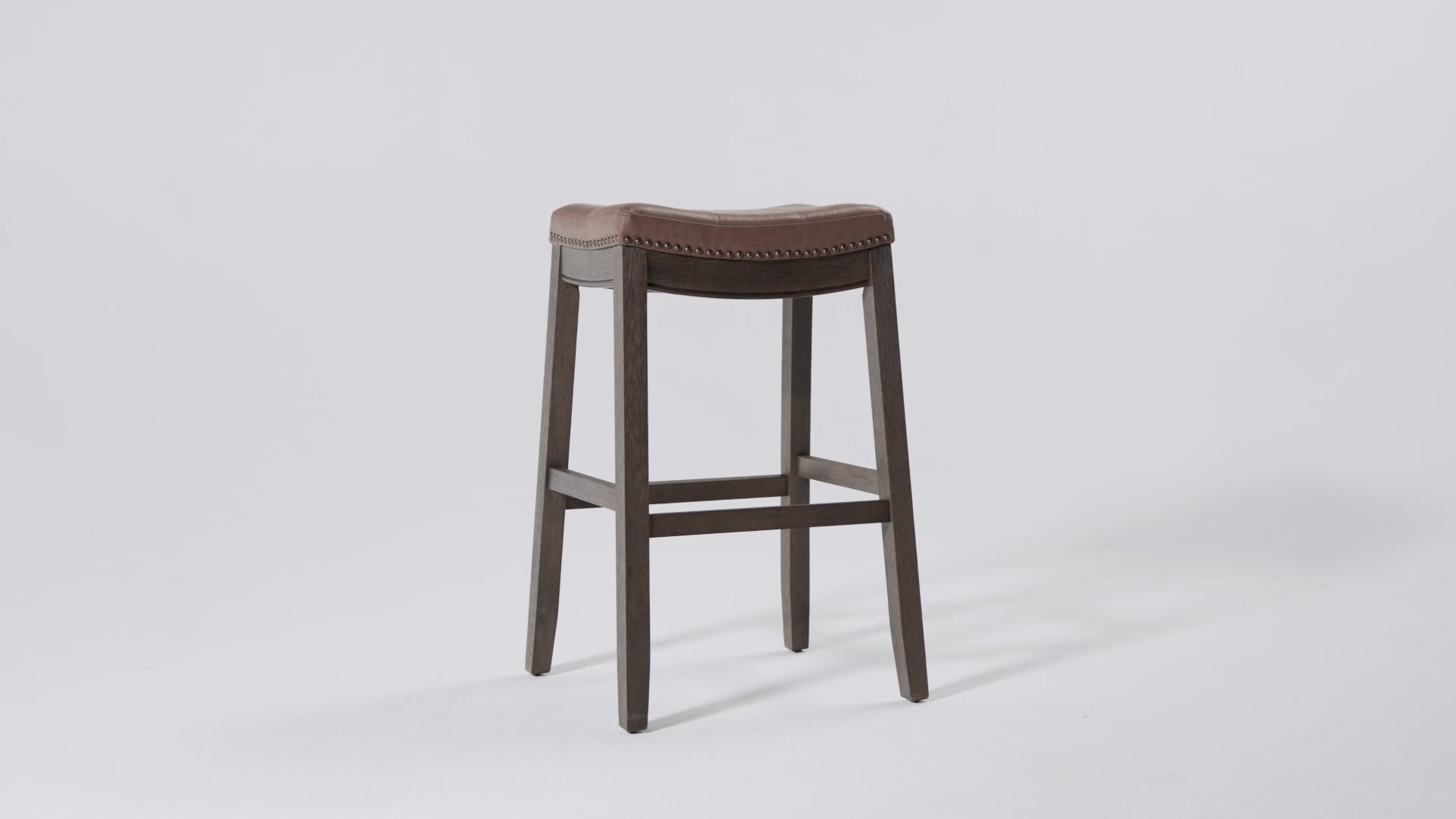 31" Sophia Bar Stool in Brown Finish with Brown Faux Leather in Stools by Maven Lane