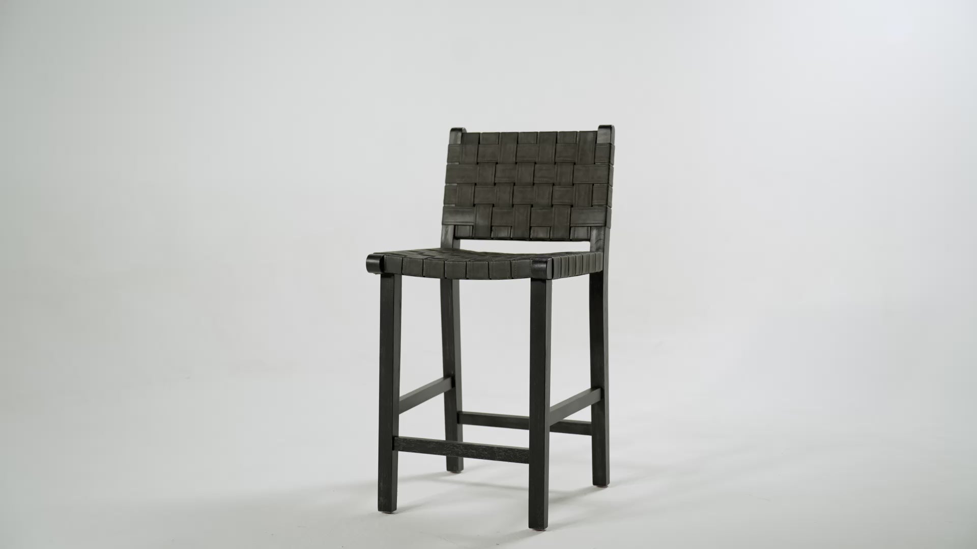 Noah Counter Height Kitchen Stool - Aged Black Finish With Charcoal Black Vegan Leather in Stools by Maven Lane