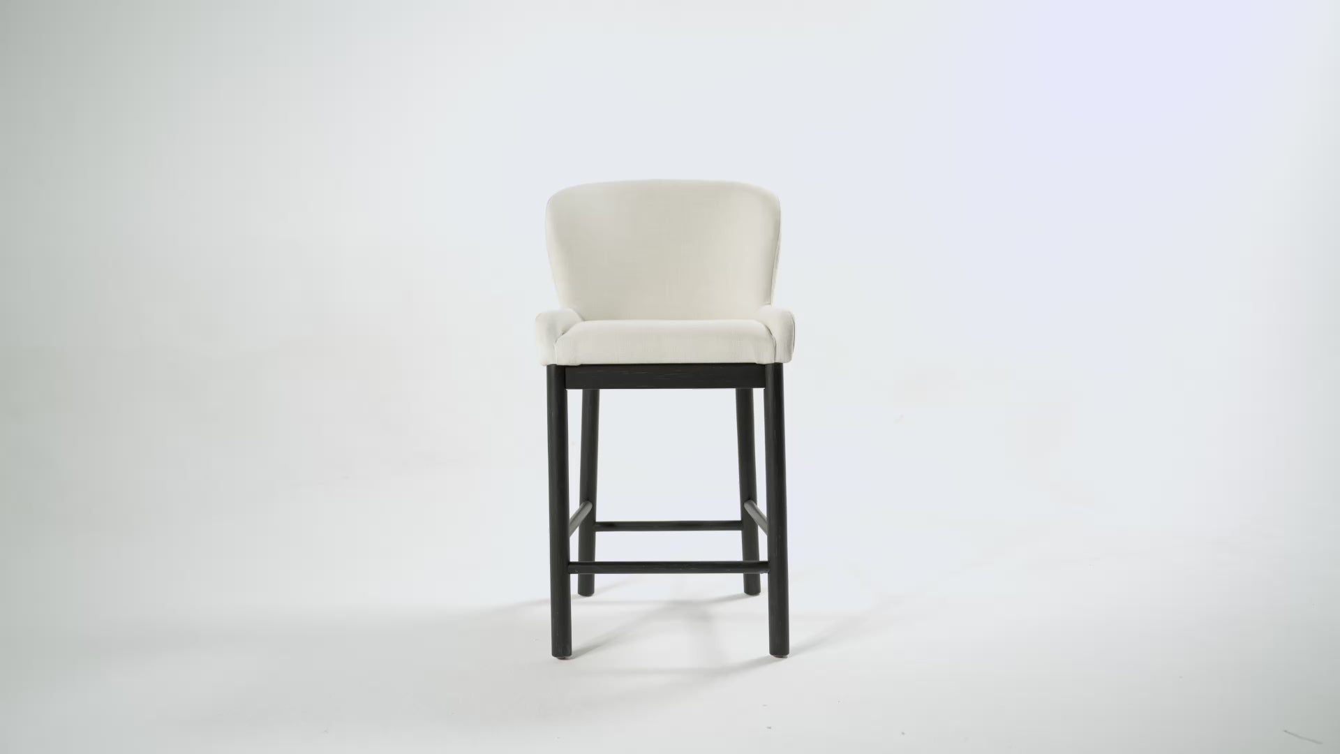 Gia Counter Height Kitchen Stool - Aged Black Finish with Dove Weave Fabric in Stools by Maven Lane