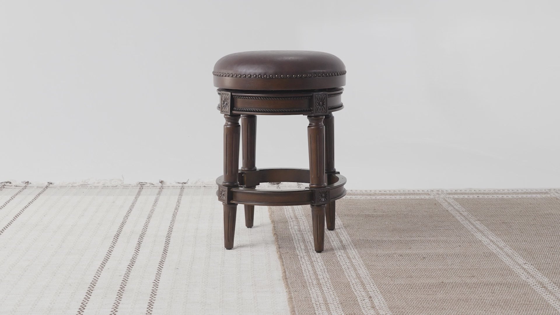 26" Pullman Backless Counter Stool in Dark Walnut Finish with Vintage Brown Vegan Leather in Stools by Maven Lane