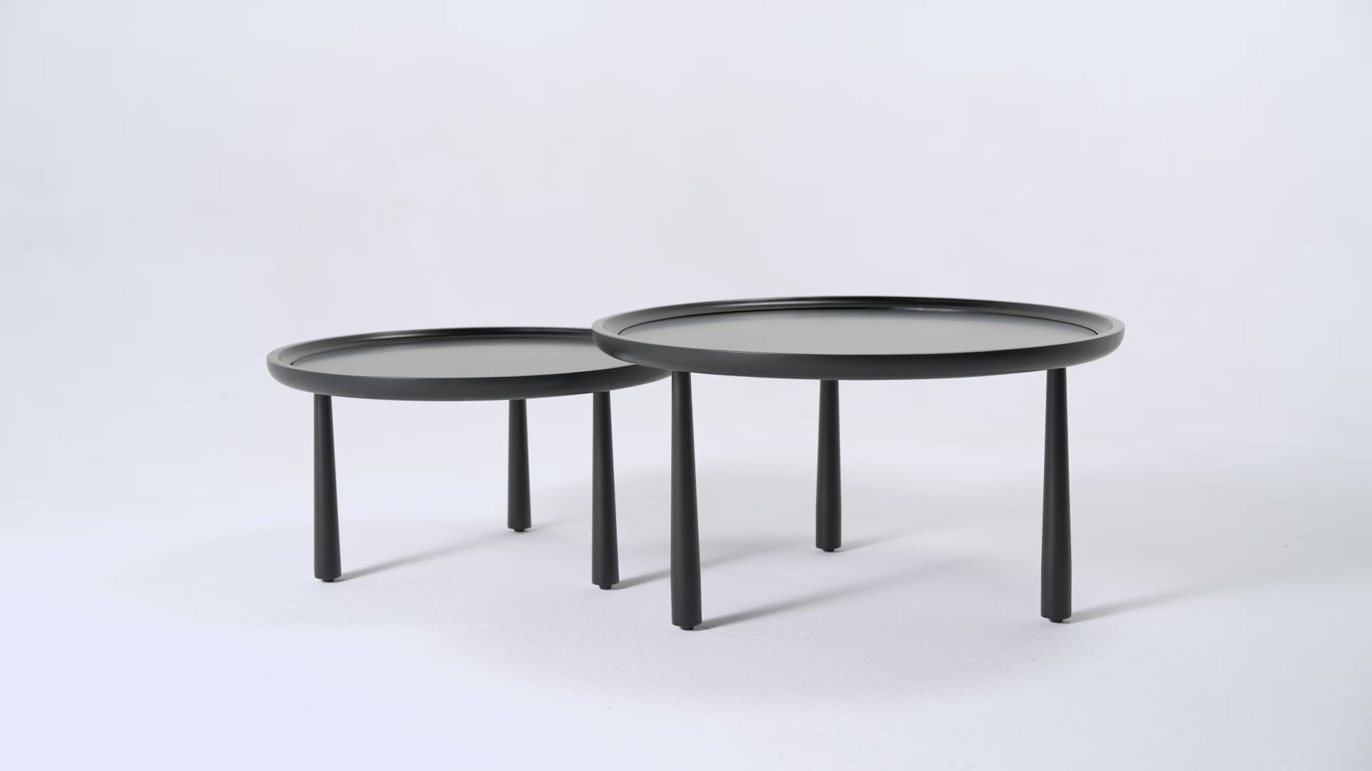 Sonia Rustic Wooden Nesting Coffee Tables In Matte Black in Accent Tables by Maven Lane