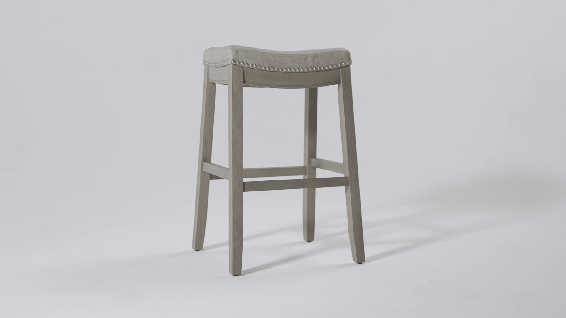 31" Sophia Backless Bar Stool in Aged Grey Finish with Pebble Grey Vegan Leather in Stools by Maven Lane