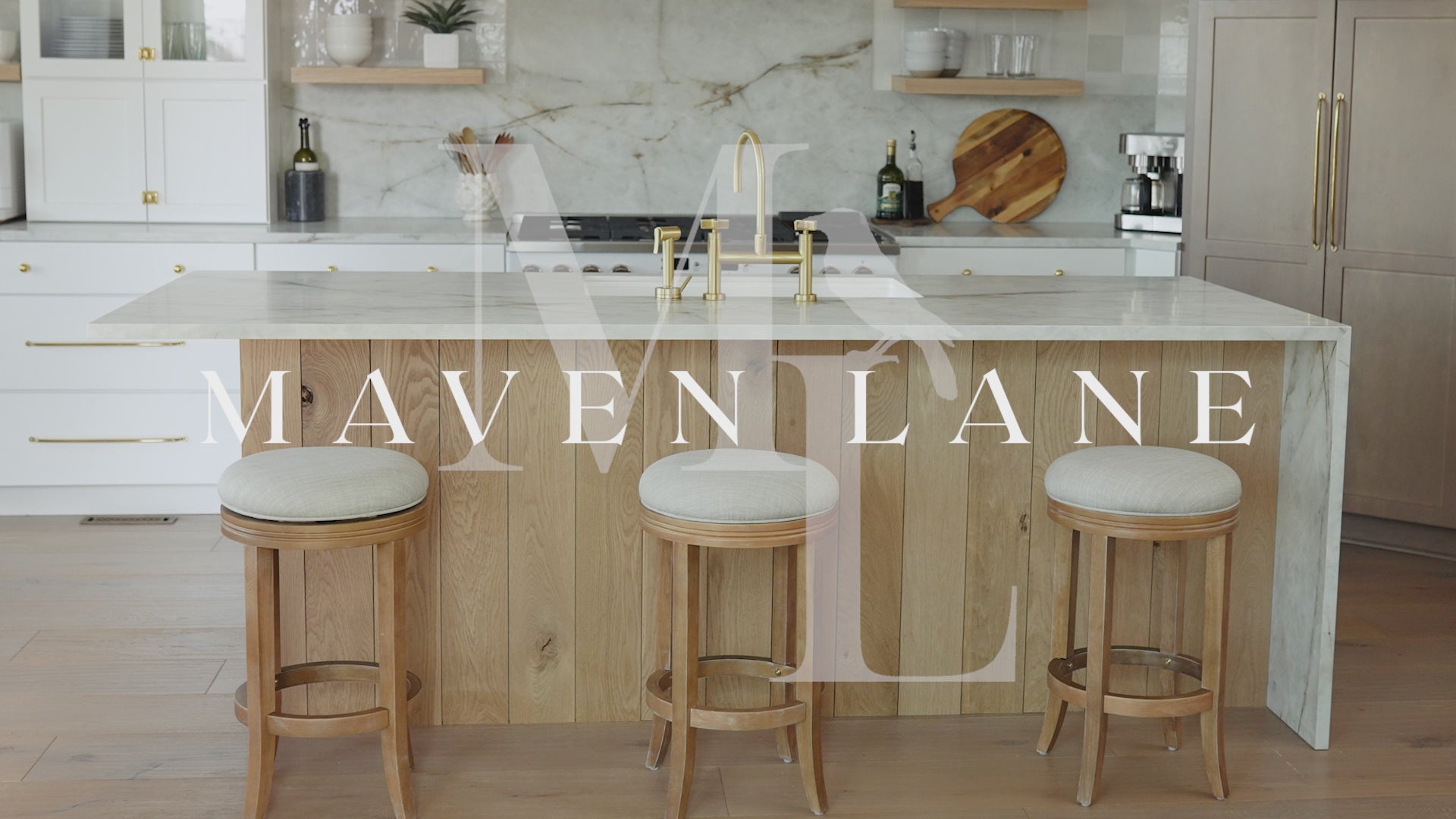 31" Eva Bar Stool in Weathered Oak Finish with Avanti Bone Vegan Leather in Stools by Maven Lane