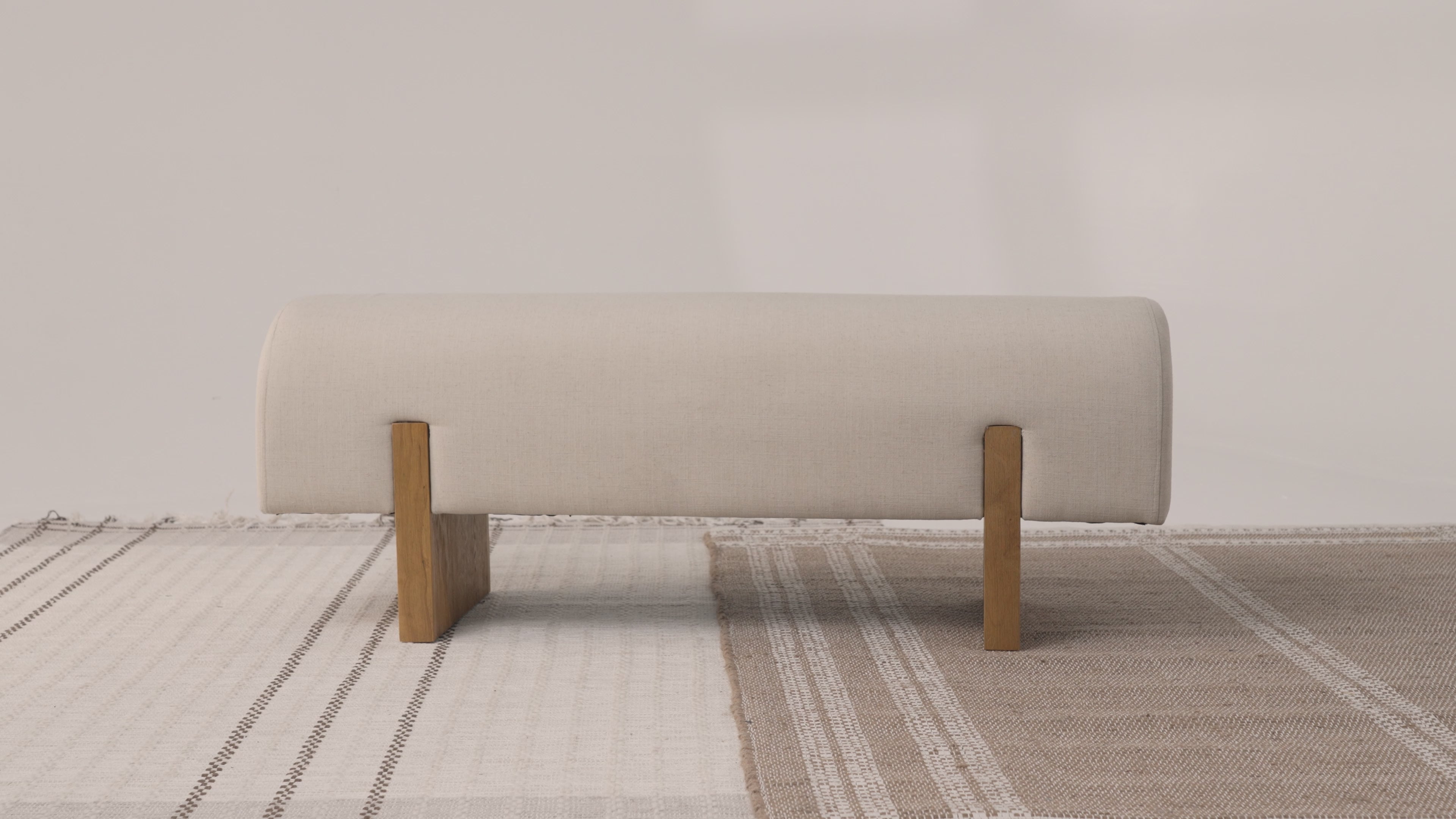 Juno Contemporary Upholstered Wooden Bench in Refined Natural Finish in Bench by Maven Lane