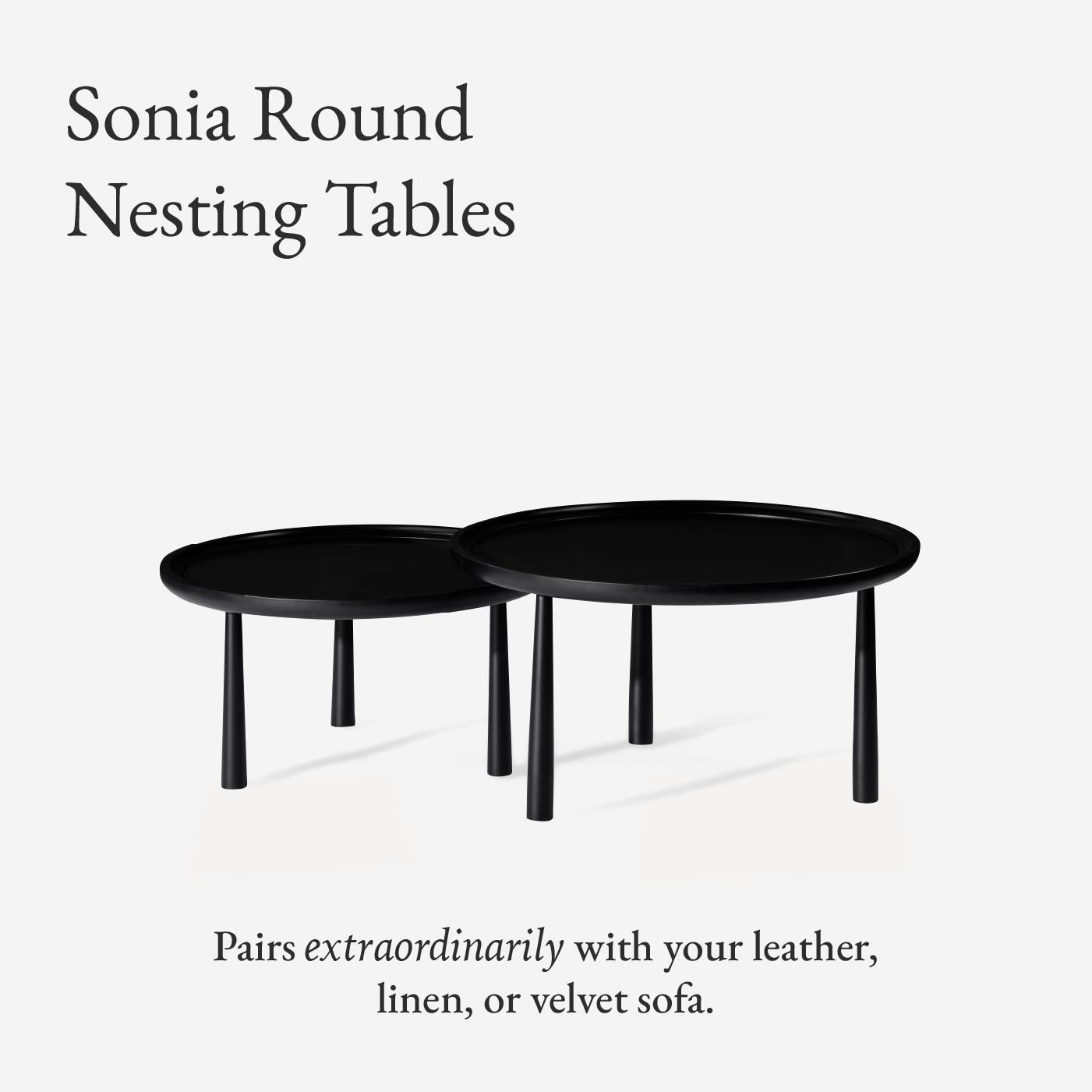 Sonia Rustic Wooden Nesting Coffee Tables in Matte Black in Accent Tables by Maven Lane