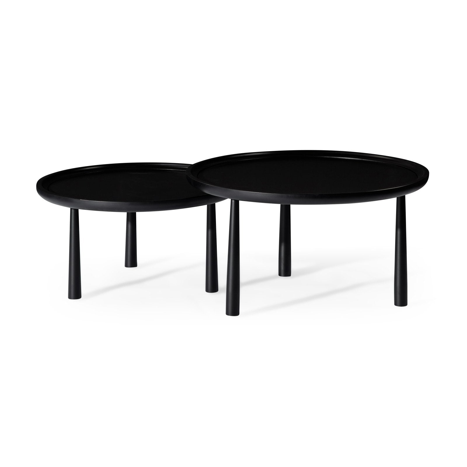 Sonia Rustic Wooden Nesting Coffee Tables in Black Finish in Nesting Tables by Maven Lane
