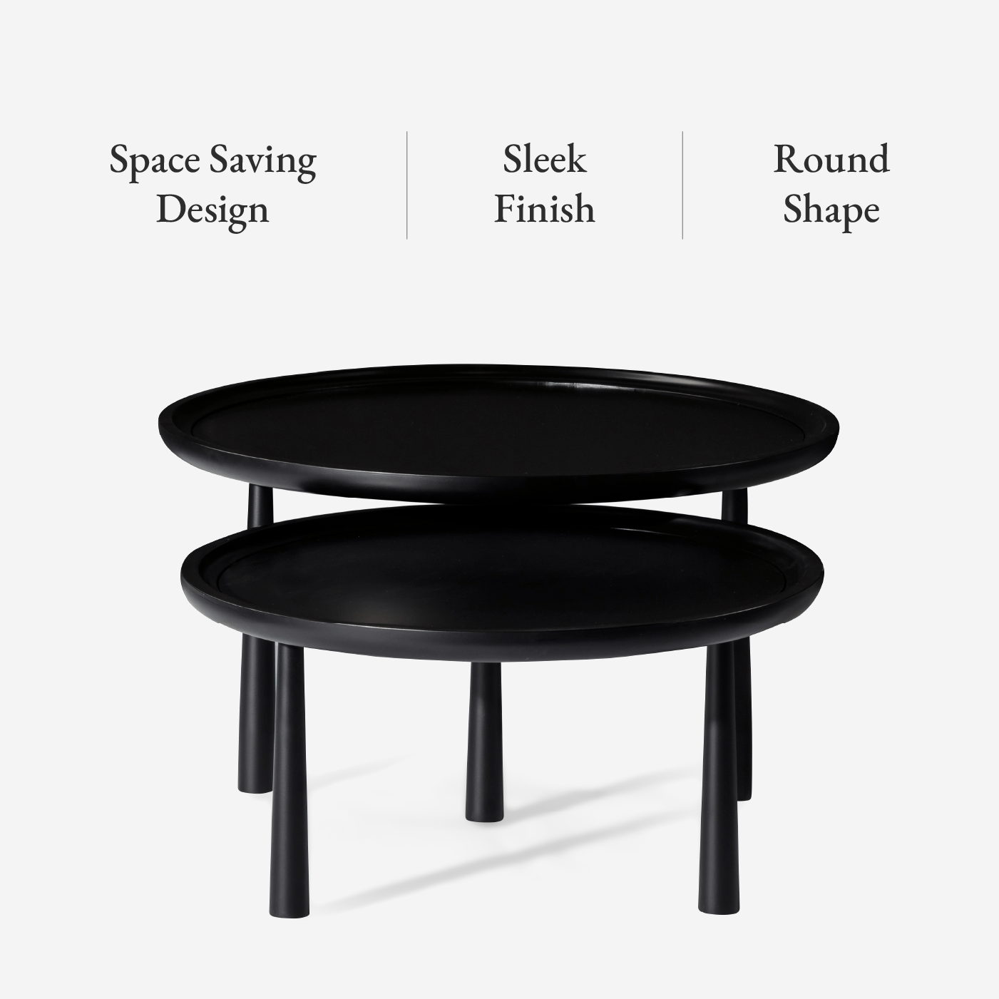 Sonia Rustic Wooden Nesting Coffee Tables in Matte Black in Accent Tables by Maven Lane