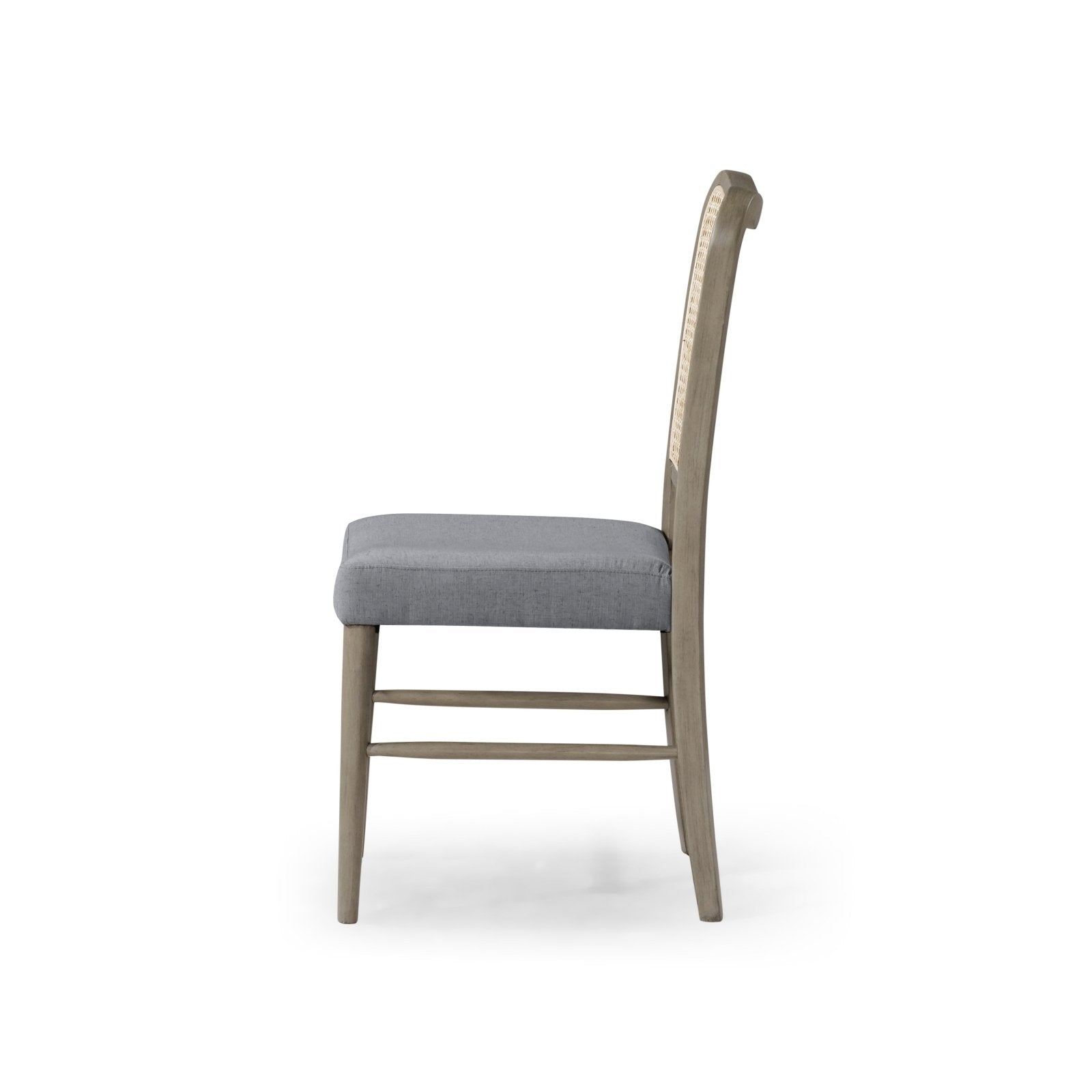 Vera Classical Wooden Dining Chair In Antiqued Grey Finish With Slate Linen Fabric Upholstery, Set Of 2 in Maven Lane by Maven Lane