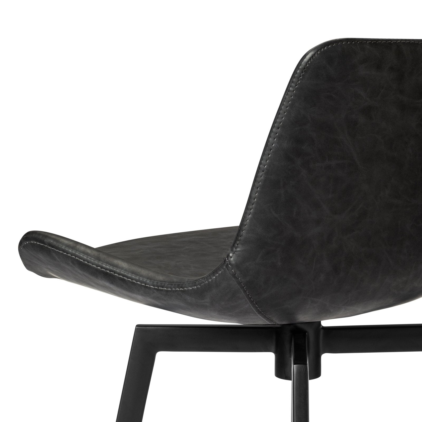 30" Victor Bar Stool in Matte Black Frame with Charcoal Vegan Leather in Stools by Maven Lane