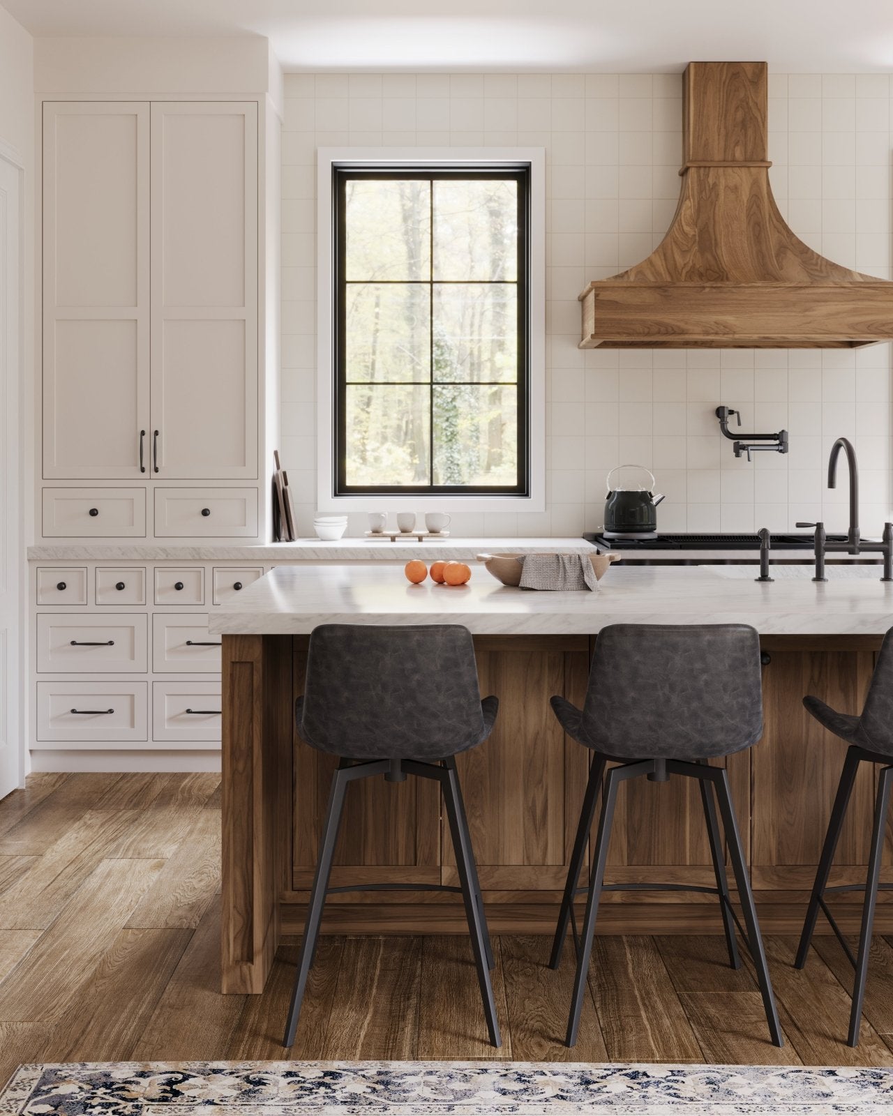 26" Victor Counter Stool in Matte Black Frame with Charcoal Vegan Leather in Stools by Maven Lane
