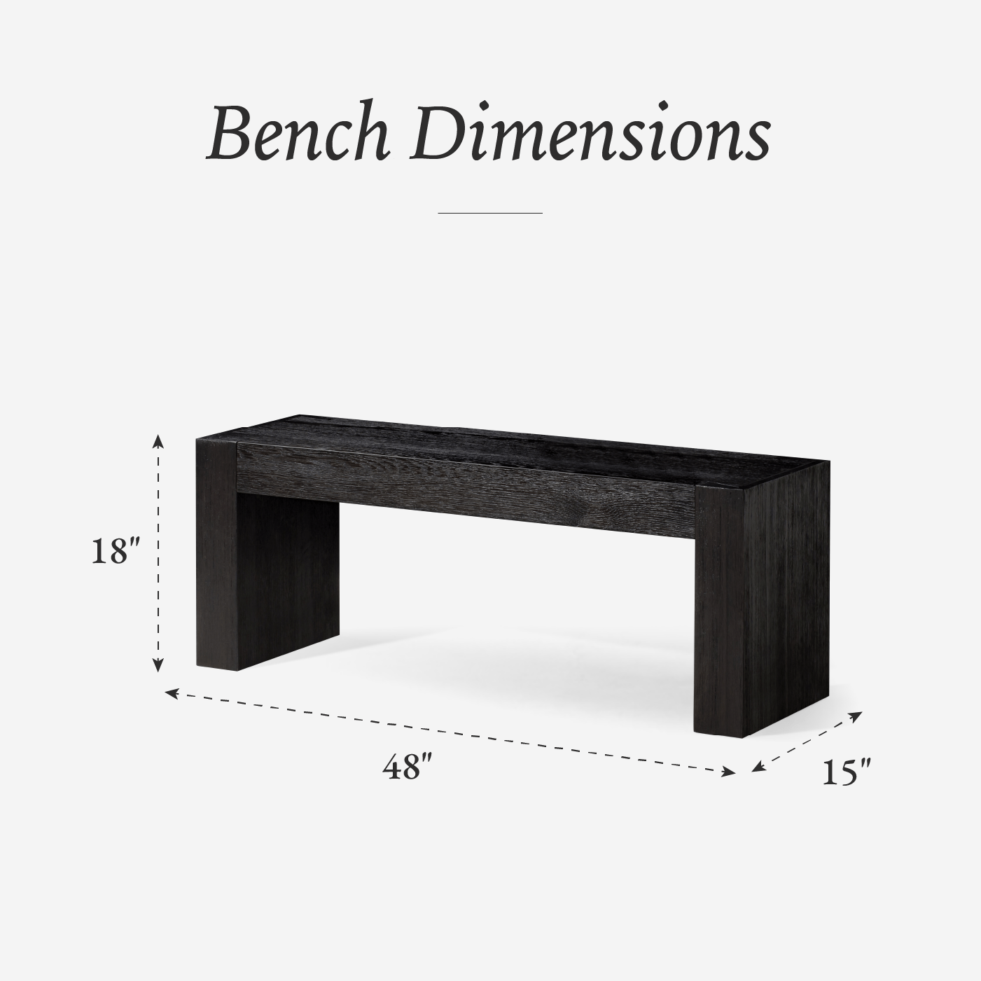 Zeno Organic Wooden Bench in Weathered Black Finish in Bench by Maven Lane