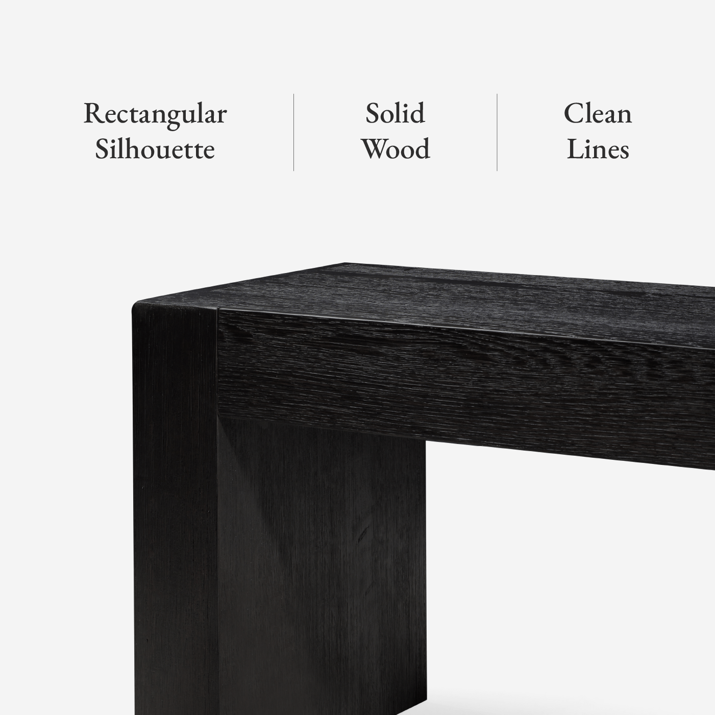 Zeno Organic Wooden Bench in Weathered Black Finish in Bench by Maven Lane