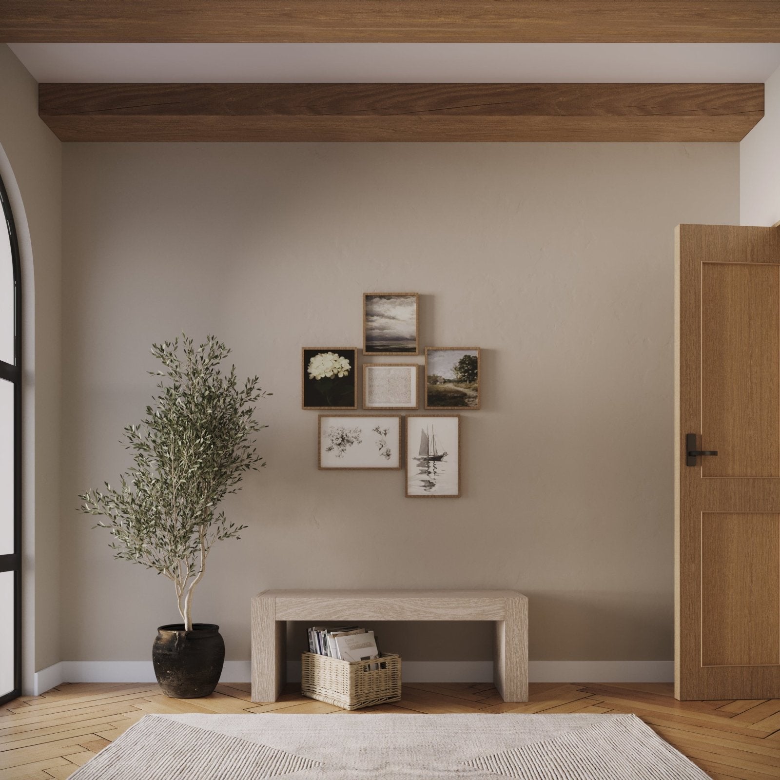 Zeno Organic Wooden Bench in Weathered Grey Finish in Bench by Maven Lane