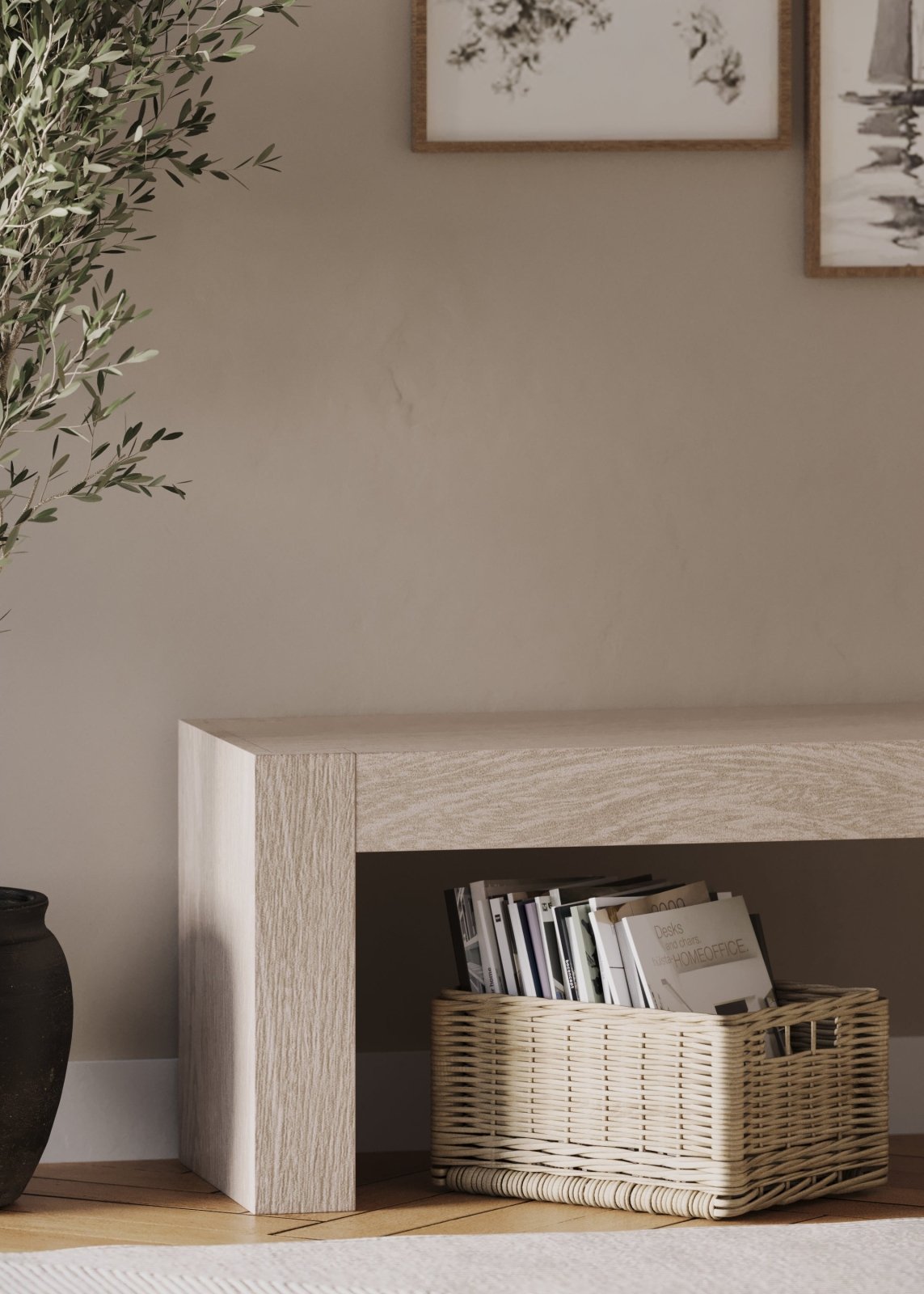 Zeno Organic Wooden Bench in Weathered Grey Finish in Bench by Maven Lane