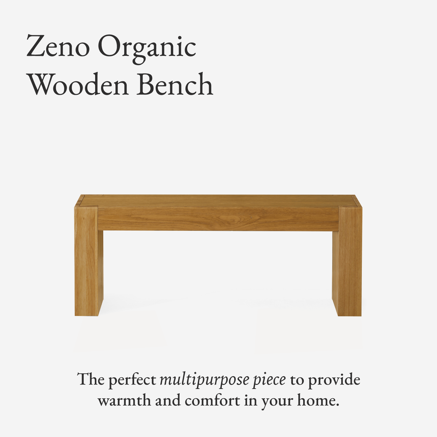 Zeno Organic Wooden Bench in Weathered Natural Finish in Bench by Maven Lane
