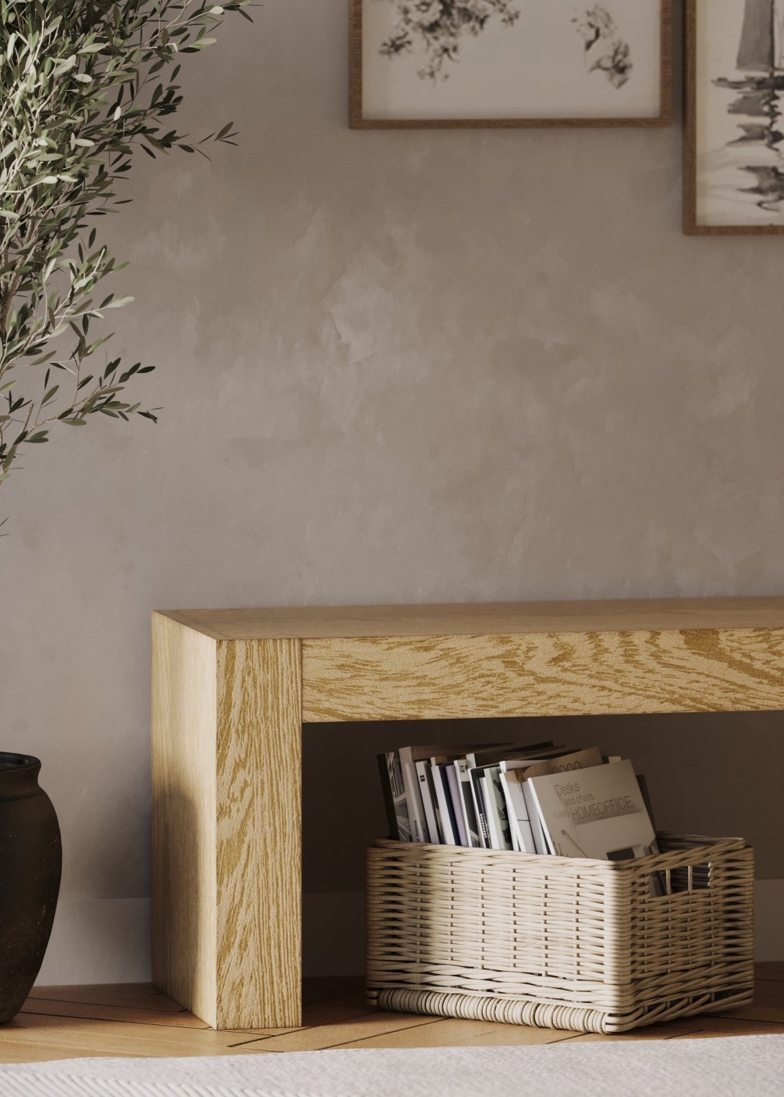 Zeno Organic Wooden Bench in Weathered Natural Finish in Bench by Maven Lane
