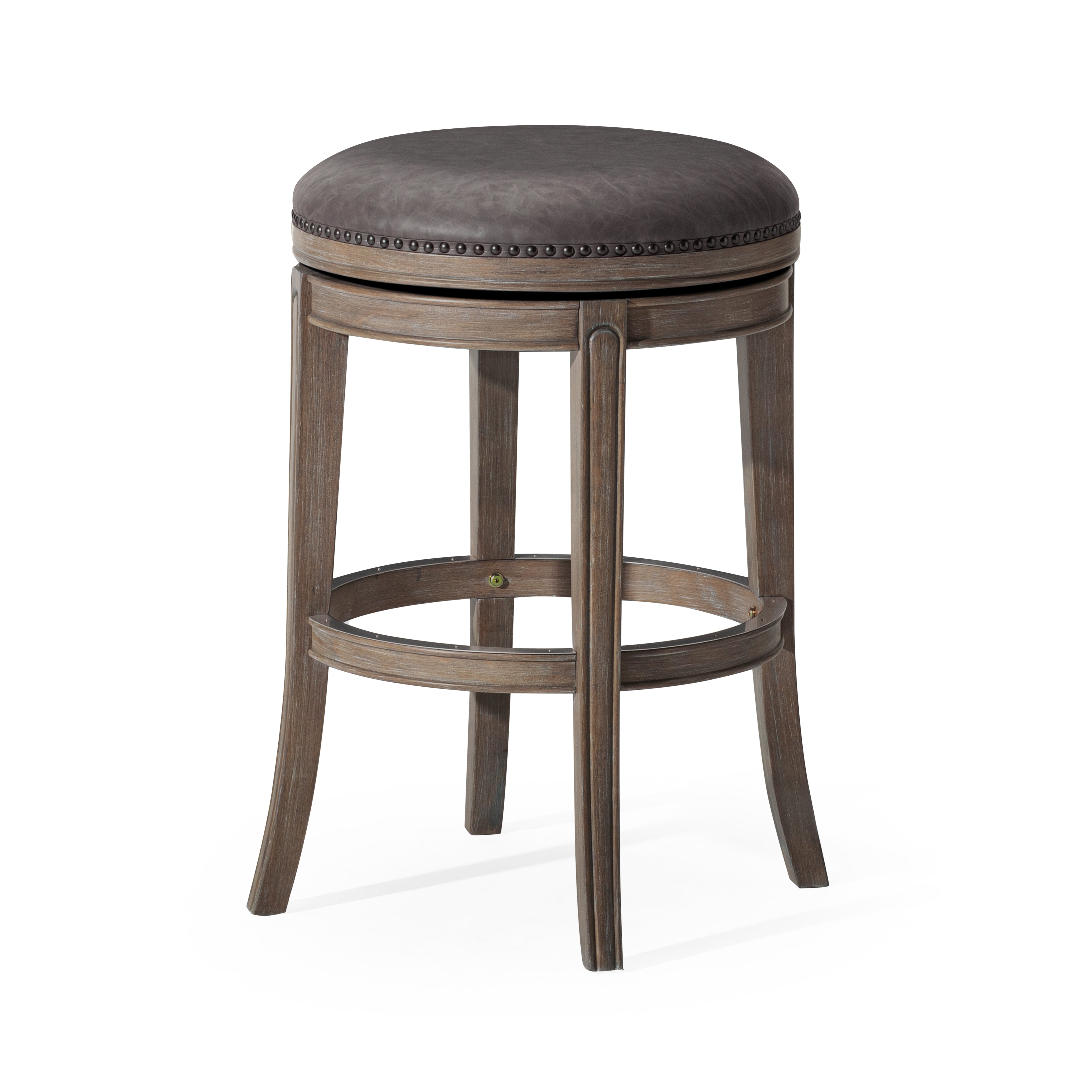 31" Alexander Backless Bar Stool in Grey Finish with Grey Faux Leather Upholstery in Stools by Maven Lane