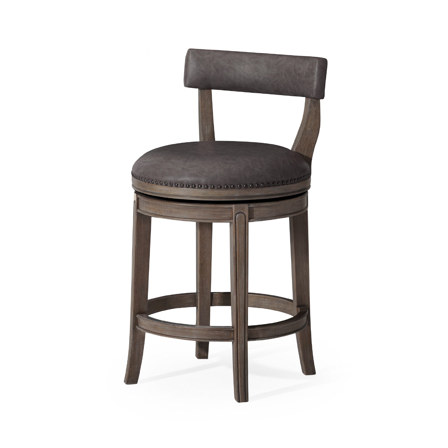 Alexander Counter Stool in Grey Finish with Grey Faux Leather Upholstery in Stools by Maven Lane