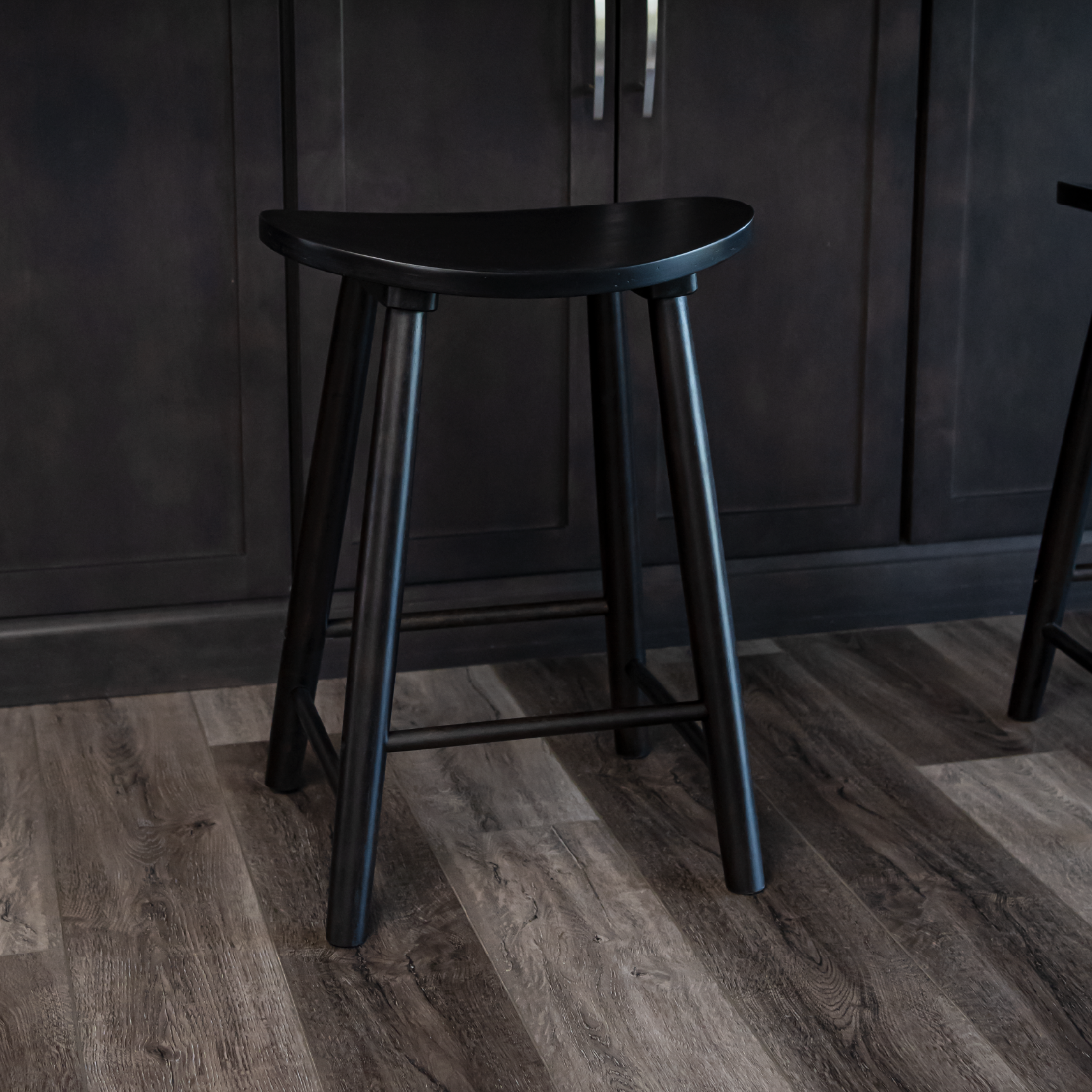 Luna Counter Height Kitchen Stool - Rustic Black Wood Finish