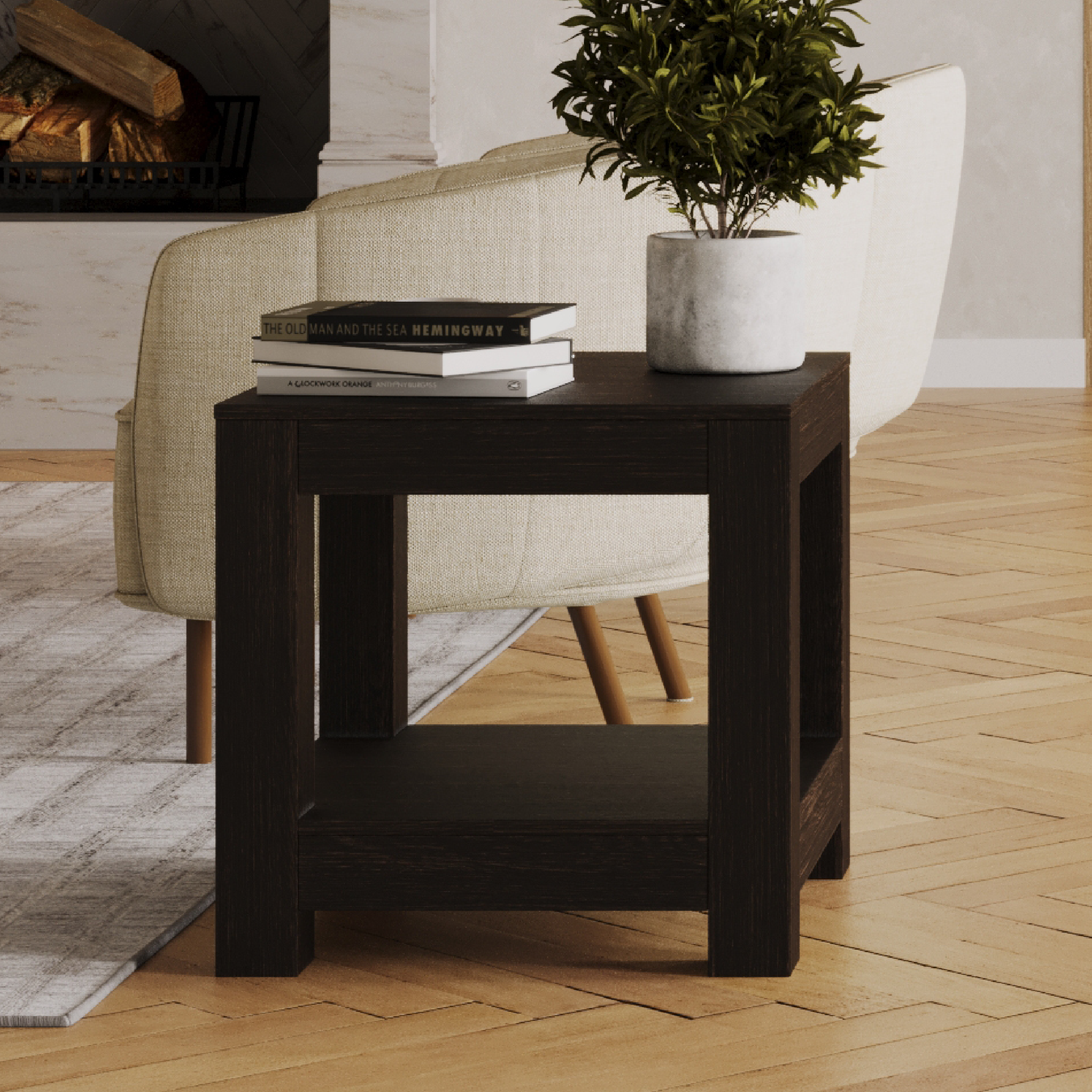 Paulo Wooden Side Table in Weathered Brown Finish in Accent Tables by Maven Lane