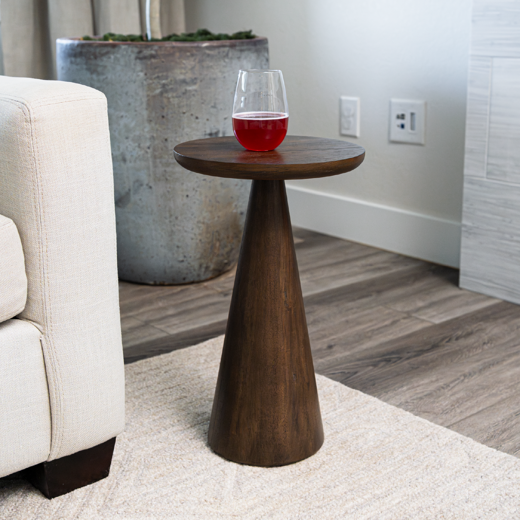 Owen Rustic Wooden Drink Table In Aged Brown