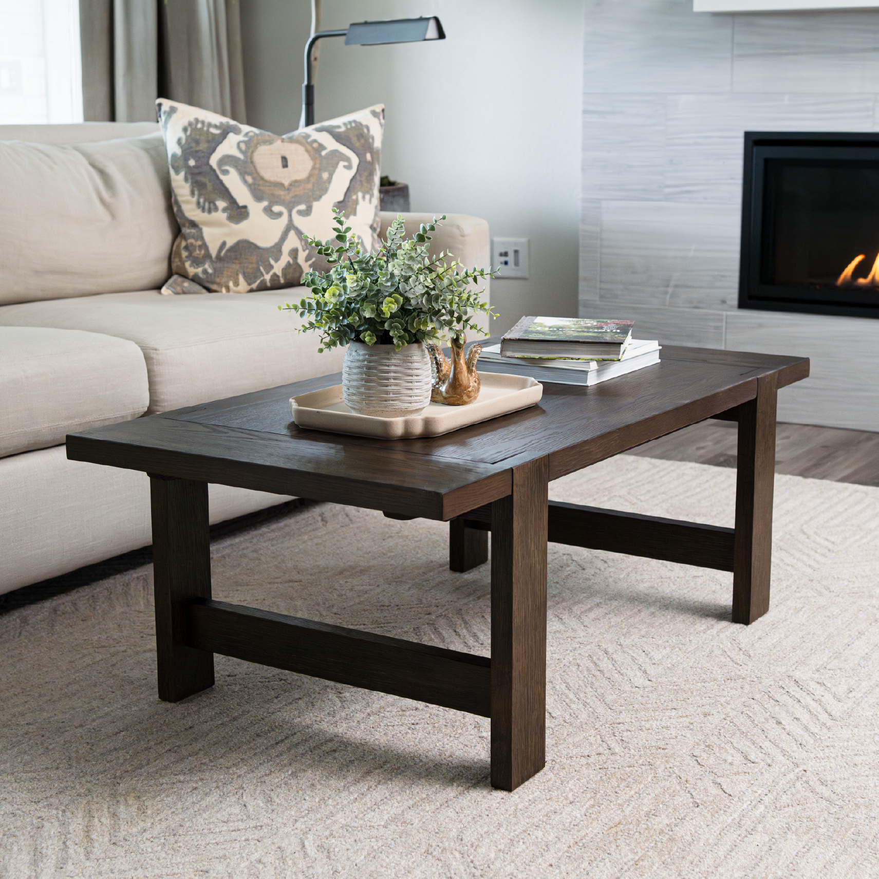 Angelo Rustic Rectangular Wooden Coffee Table In Aged Brown