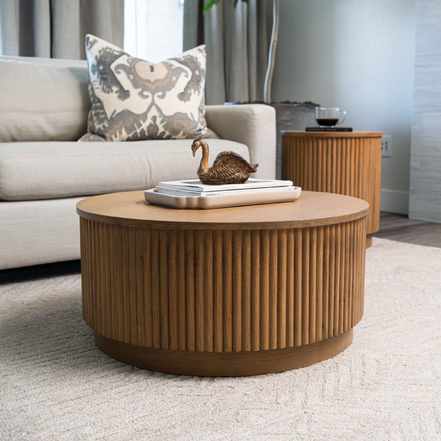 Dallas Round Coffee Table in Aged Natural