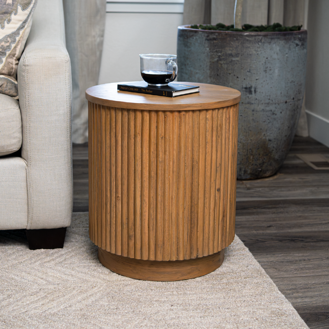 Dallas Round Side Table in Aged Natural